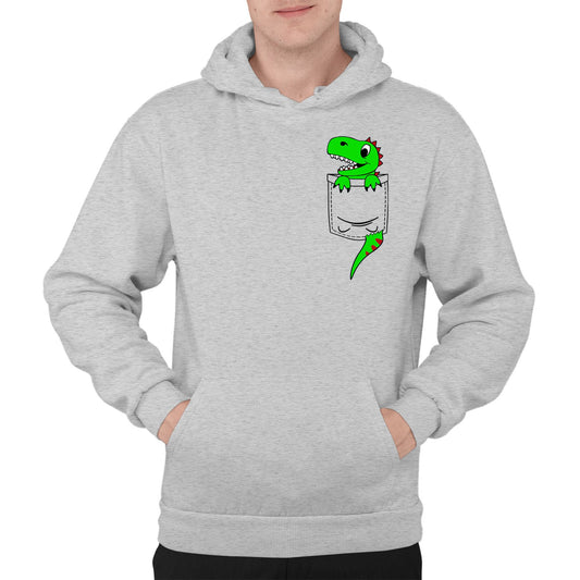 Dinosaur Pocket Print Mens Pullover Hoodie