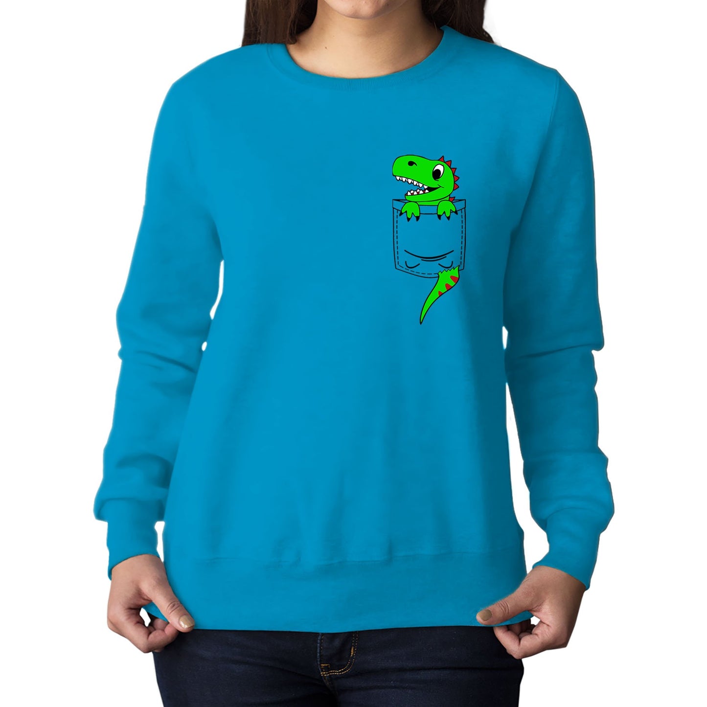 Dinosaur Pocket Print Womens Sweatshirt