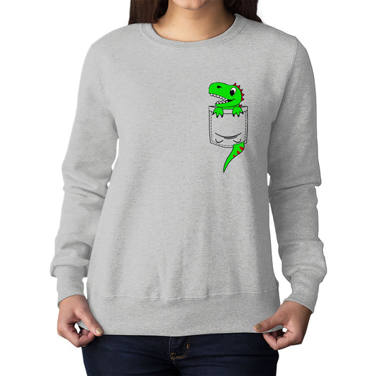 Dinosaur Pocket Print Womens Sweatshirt