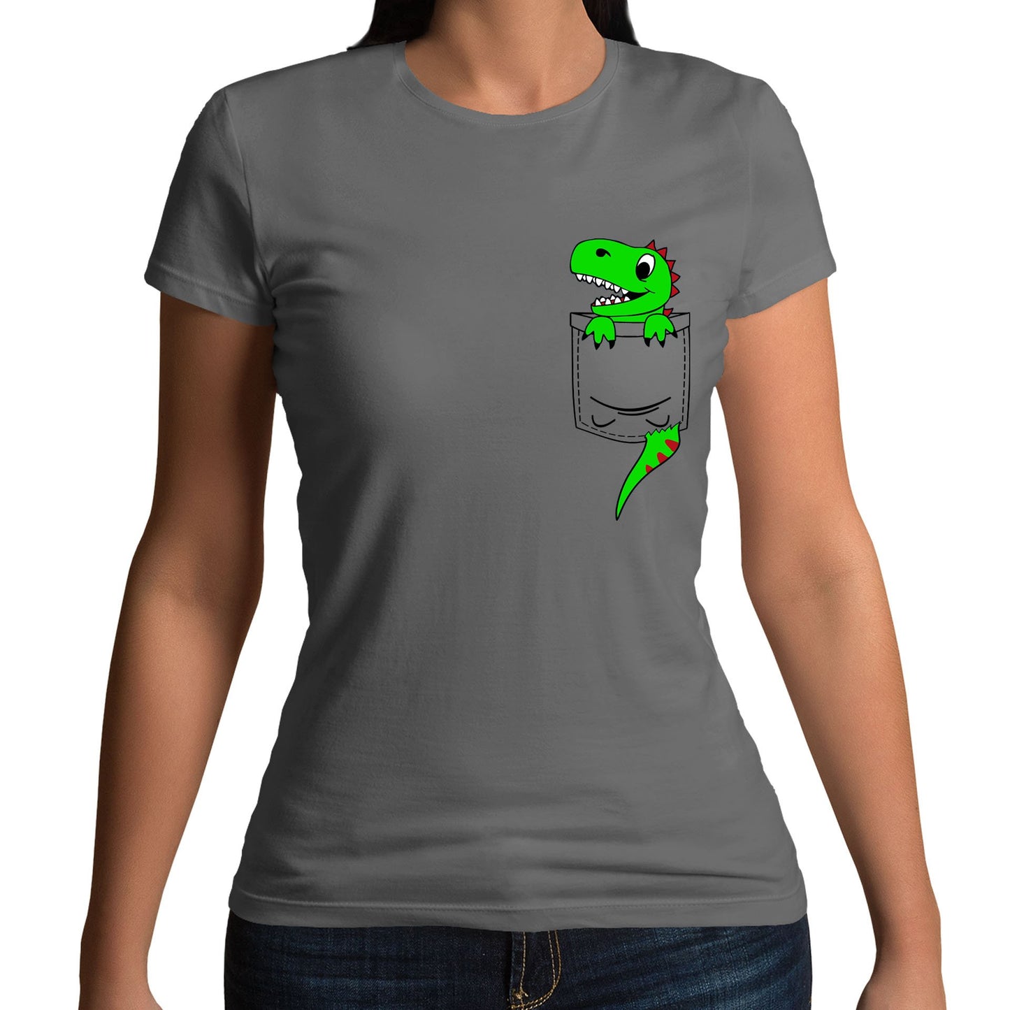 Dinosaur Pocket Print Womens T-shirt