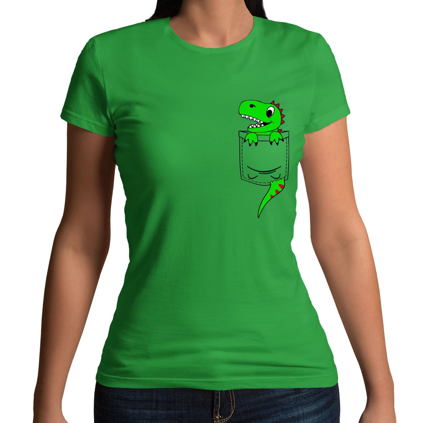 Dinosaur Pocket Print Womens T-shirt