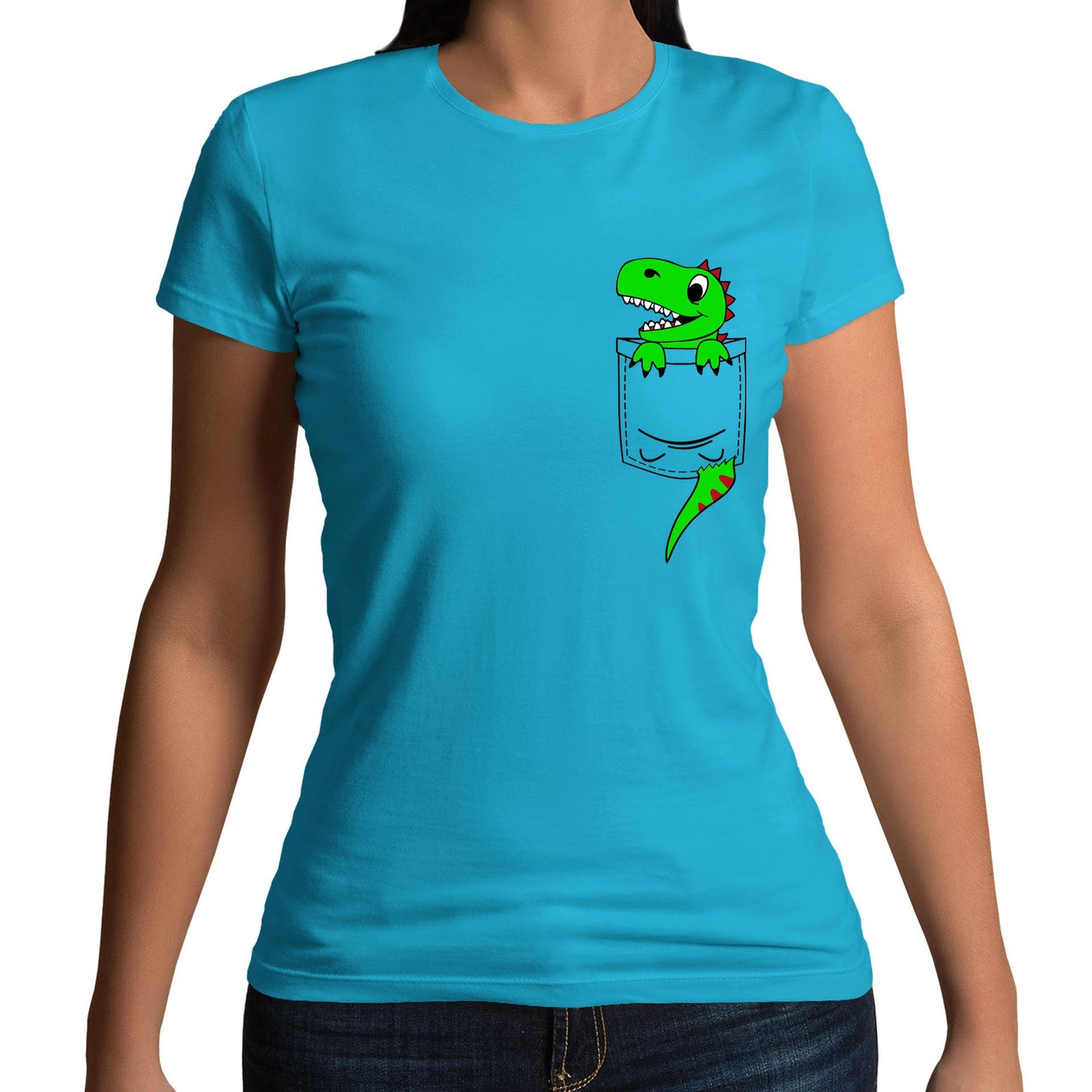 Dinosaur Pocket Print Womens T-shirt