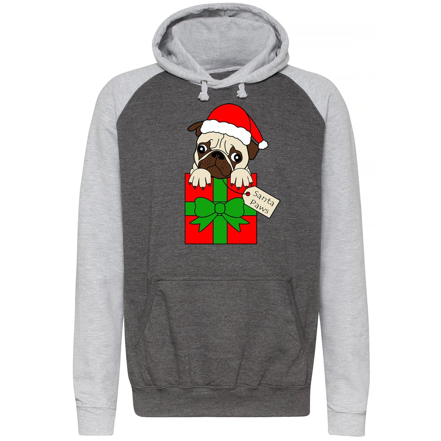 Santa Paws Pug Dog Christmas Baseball Hoodie