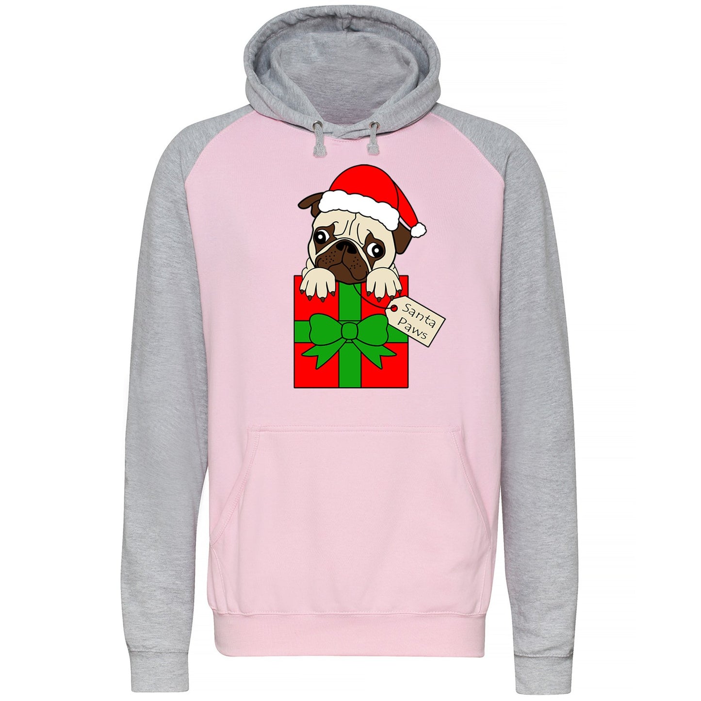 Santa Paws Pug Dog Christmas Baseball Hoodie