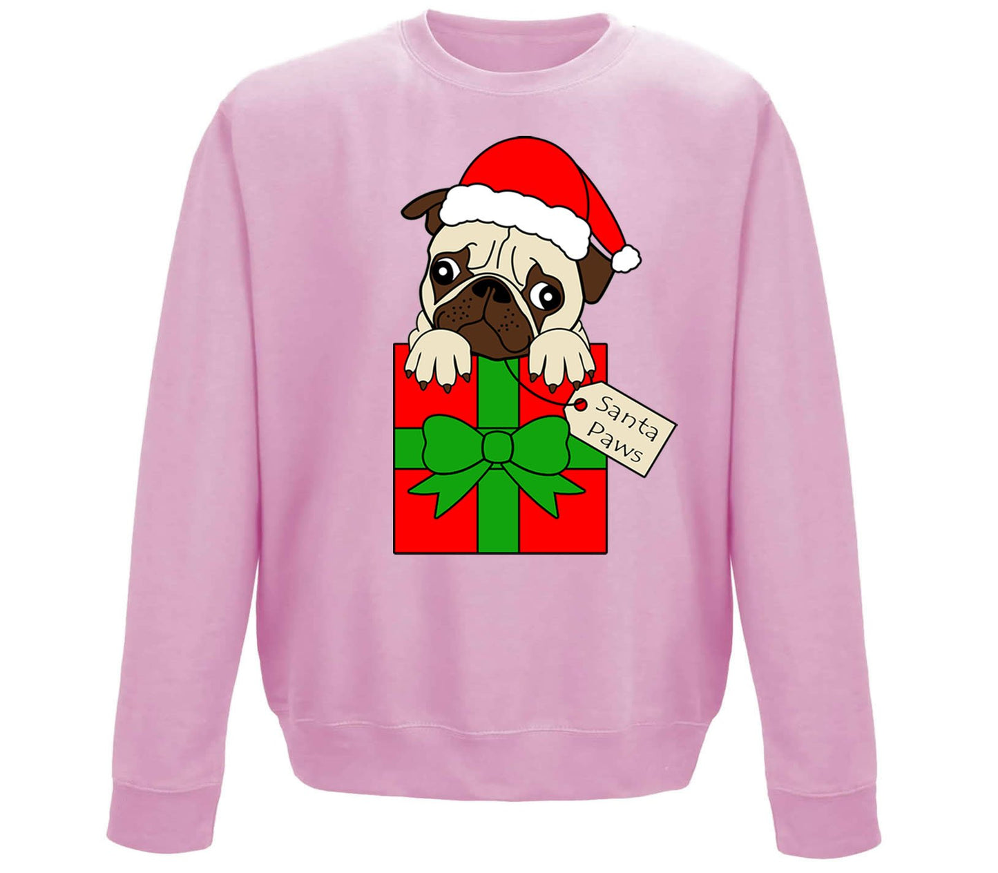 Santa Paws Pug Dog Christmas Childrens Sweatshirt