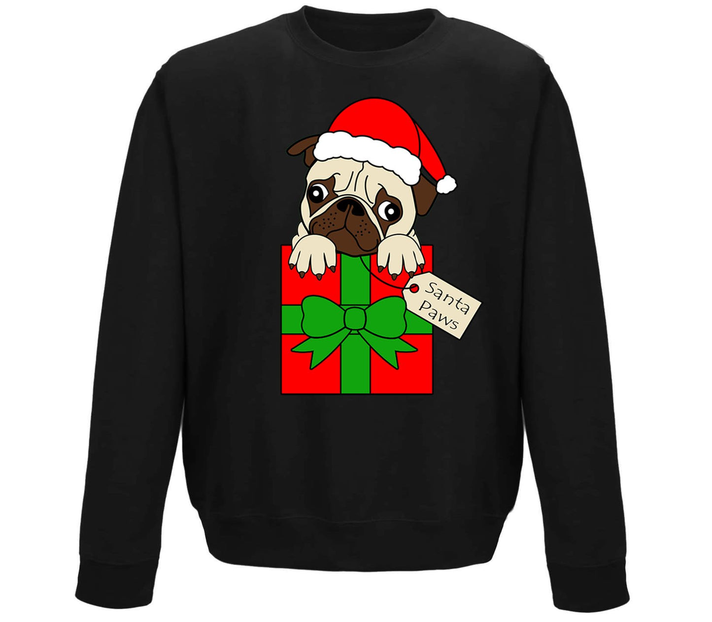 Santa Paws Pug Dog Christmas Childrens Sweatshirt