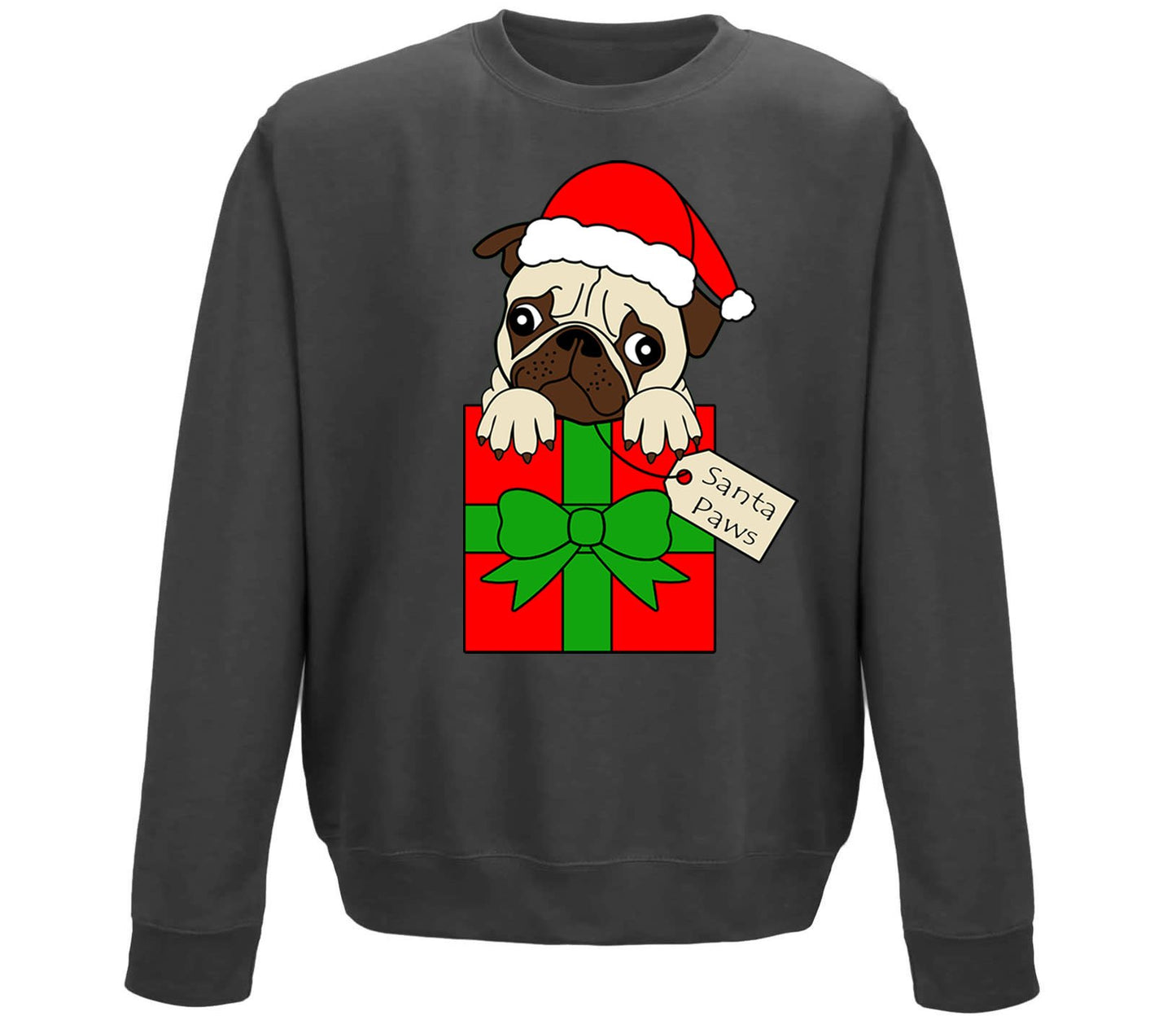 Santa Paws Pug Dog Christmas Childrens Sweatshirt