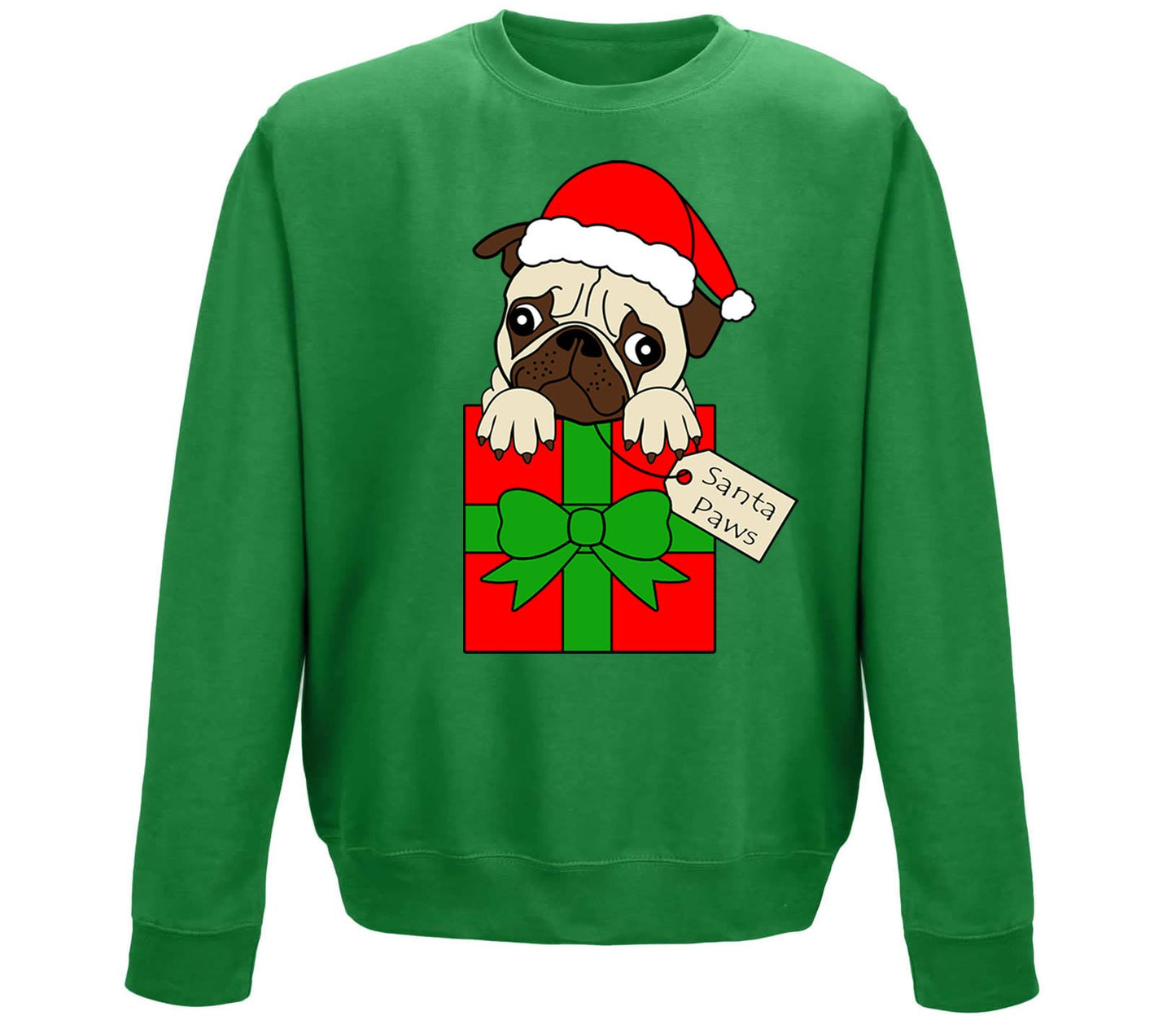 Santa Paws Pug Dog Christmas Childrens Sweatshirt