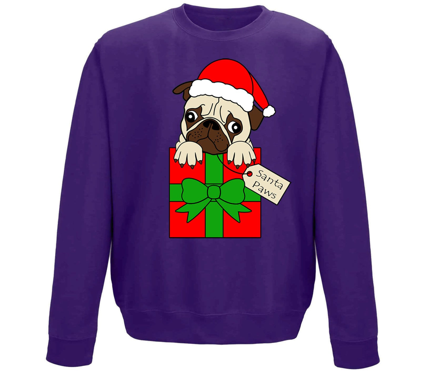 Santa Paws Pug Dog Christmas Childrens Sweatshirt