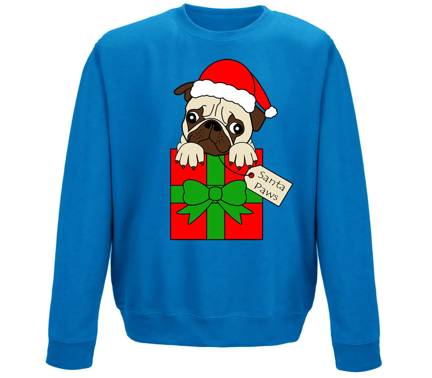 Santa Paws Pug Dog Christmas Childrens Sweatshirt