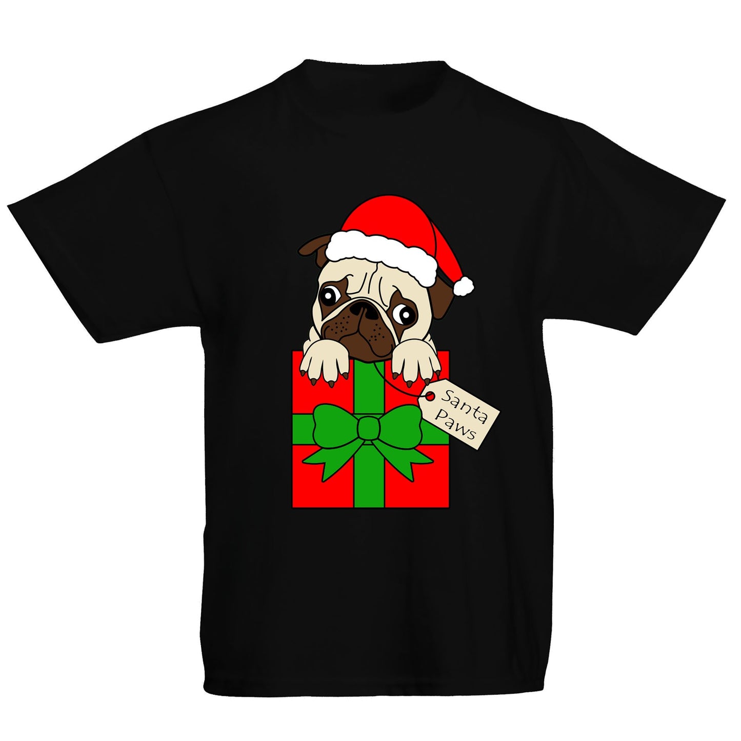 Santa Paws Pug Dog Christmas Kids T-shirt