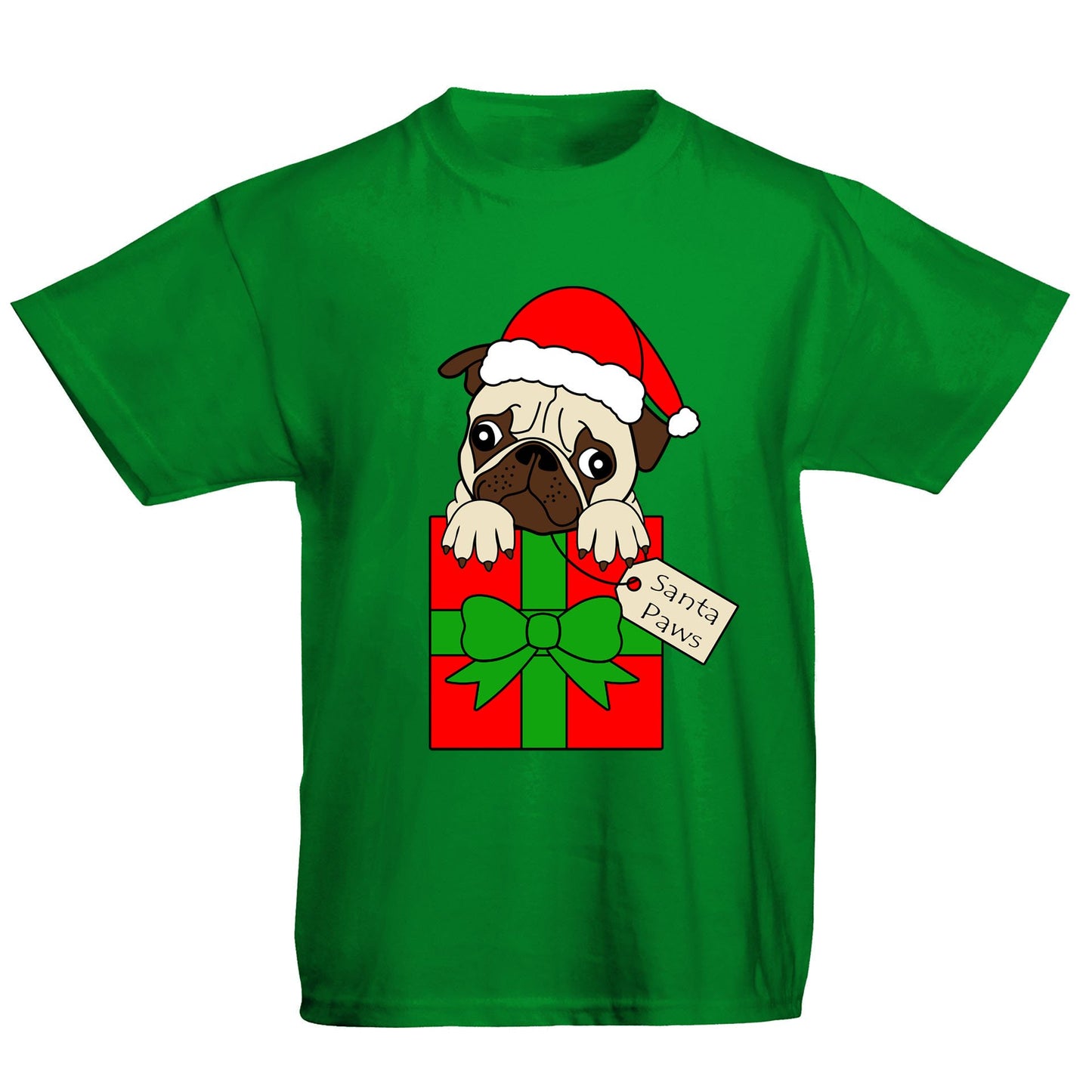 Santa Paws Pug Dog Christmas Kids T-shirt