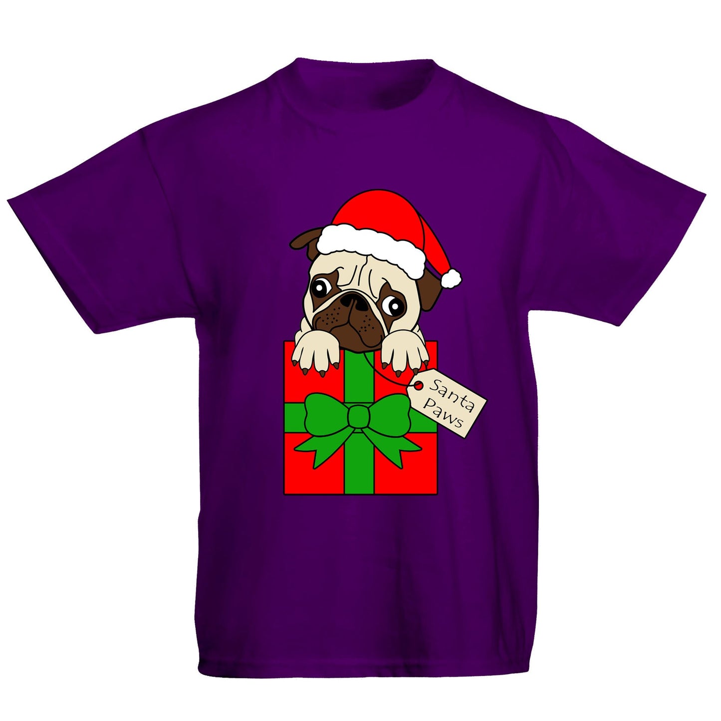 Santa Paws Pug Dog Christmas Kids T-shirt