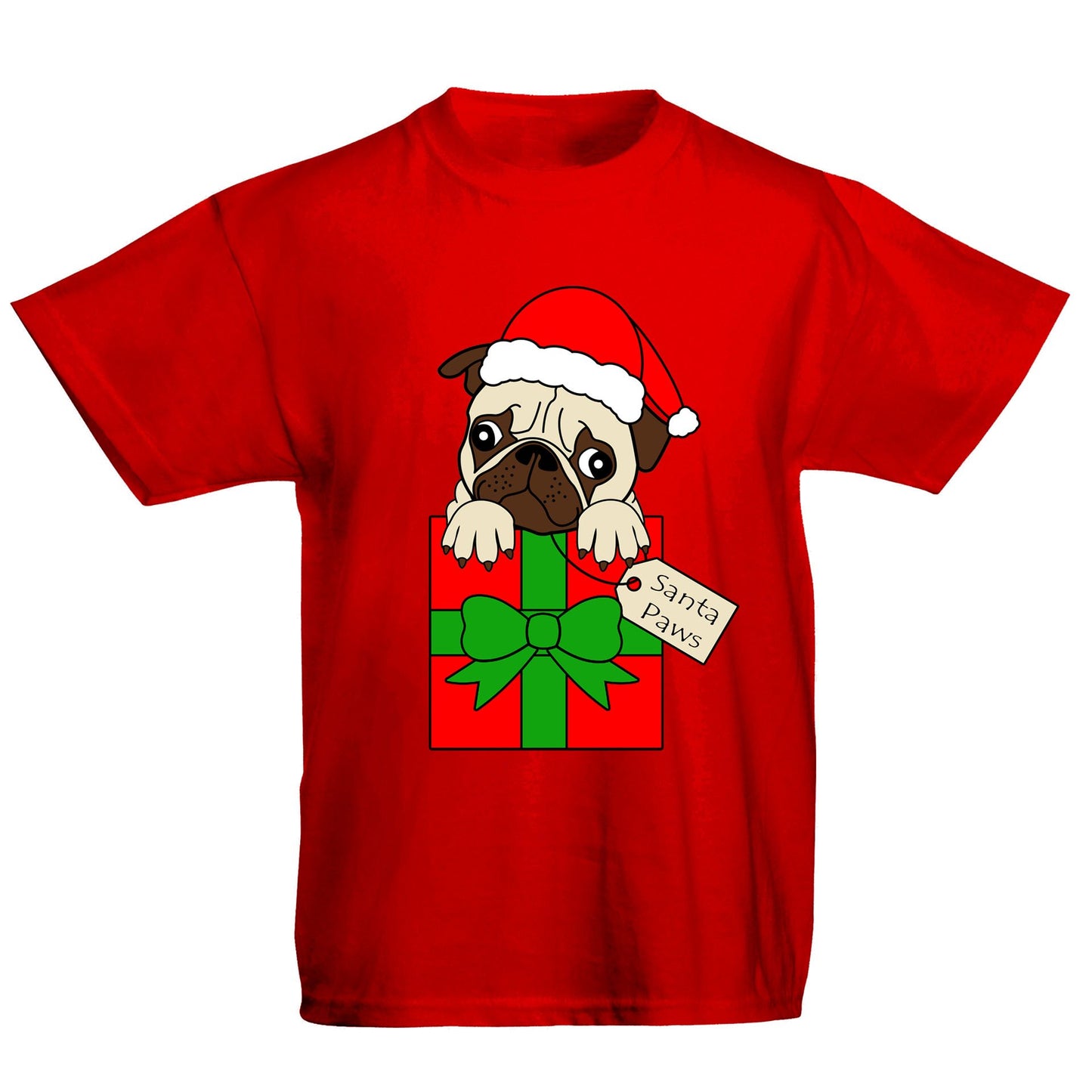 Santa Paws Pug Dog Christmas Kids T-shirt