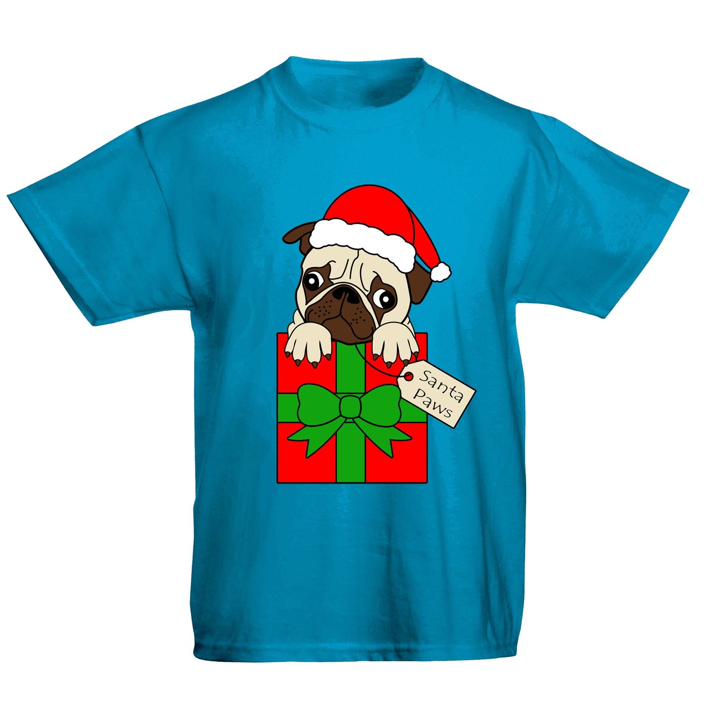 Santa Paws Pug Dog Christmas Kids T-shirt