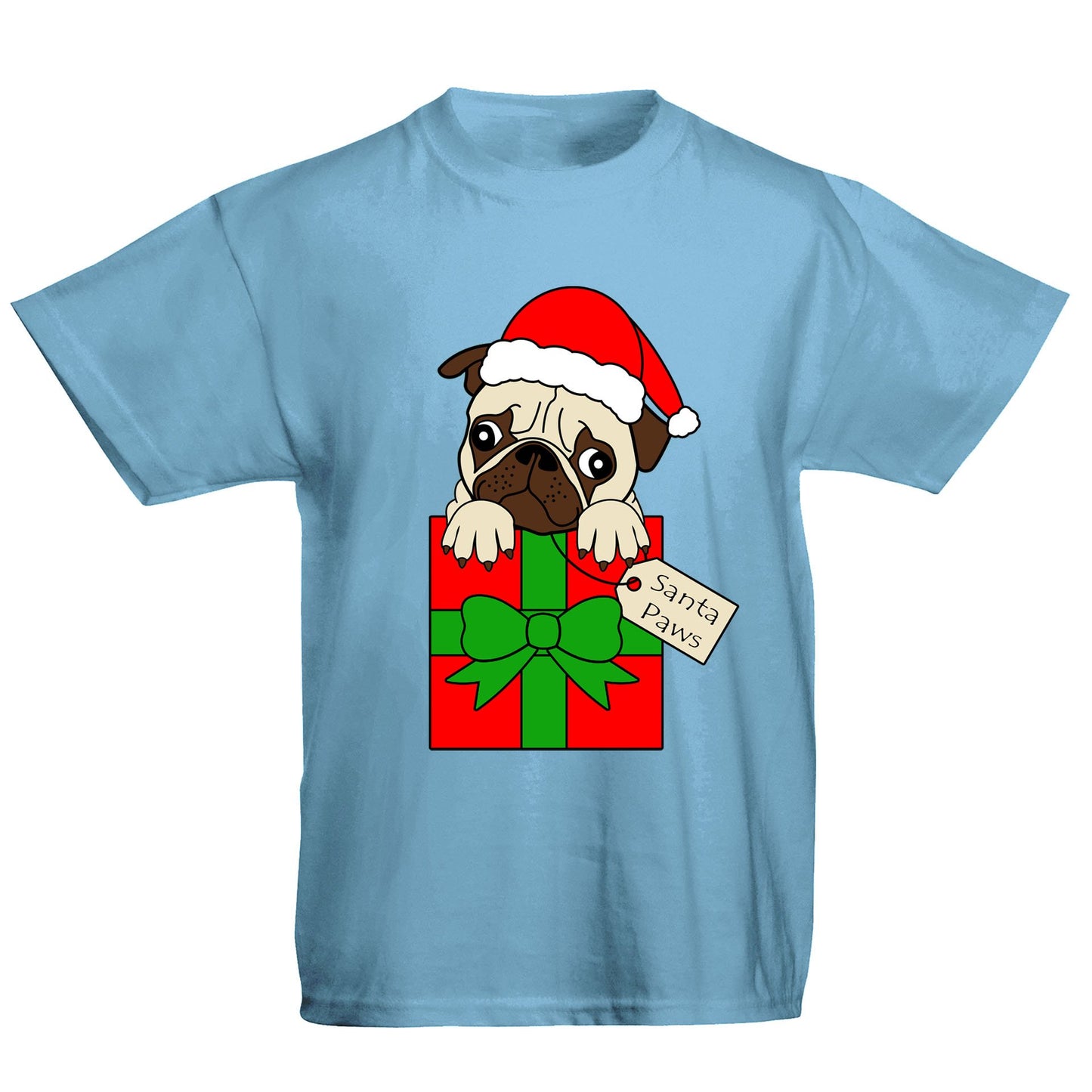 Santa Paws Pug Dog Christmas Kids T-shirt