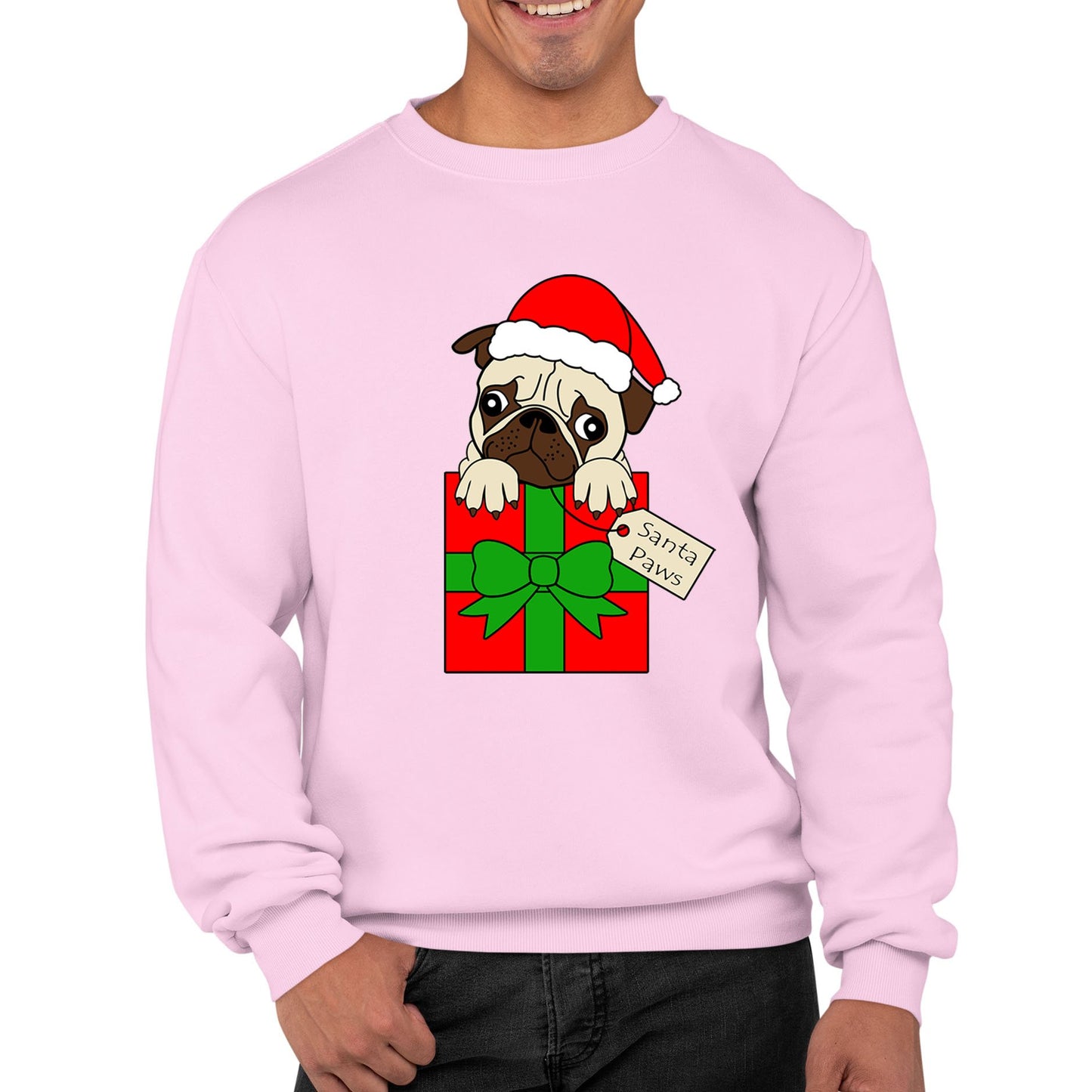 Santa Paws Pug Dog Christmas Mens Sweatshirt