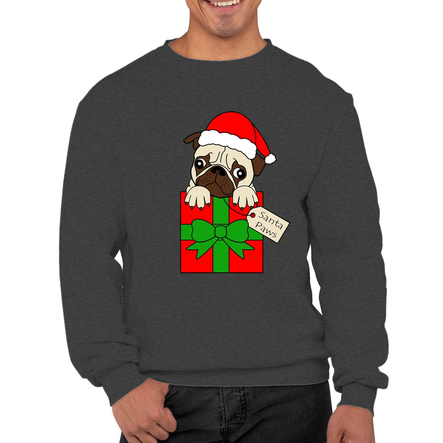 Santa Paws Pug Dog Christmas Mens Sweatshirt