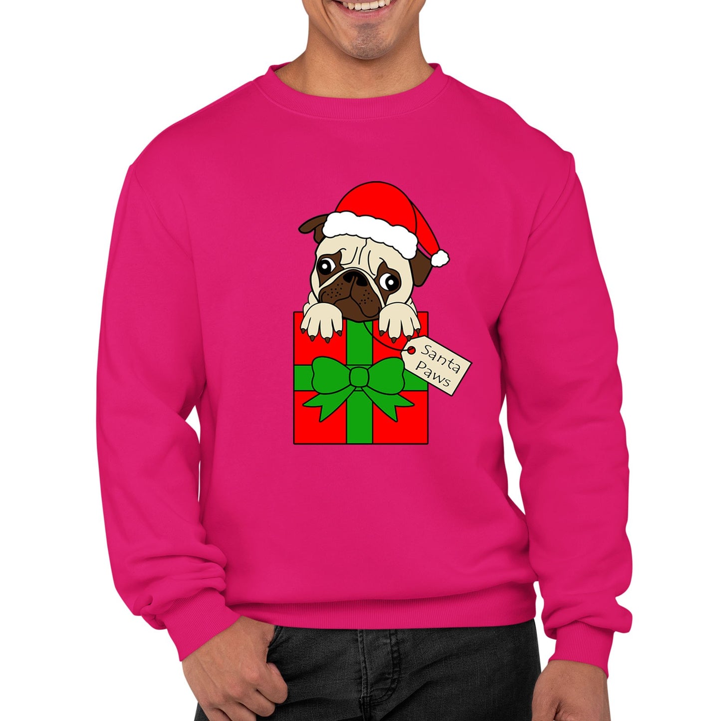 Santa Paws Pug Dog Christmas Mens Sweatshirt