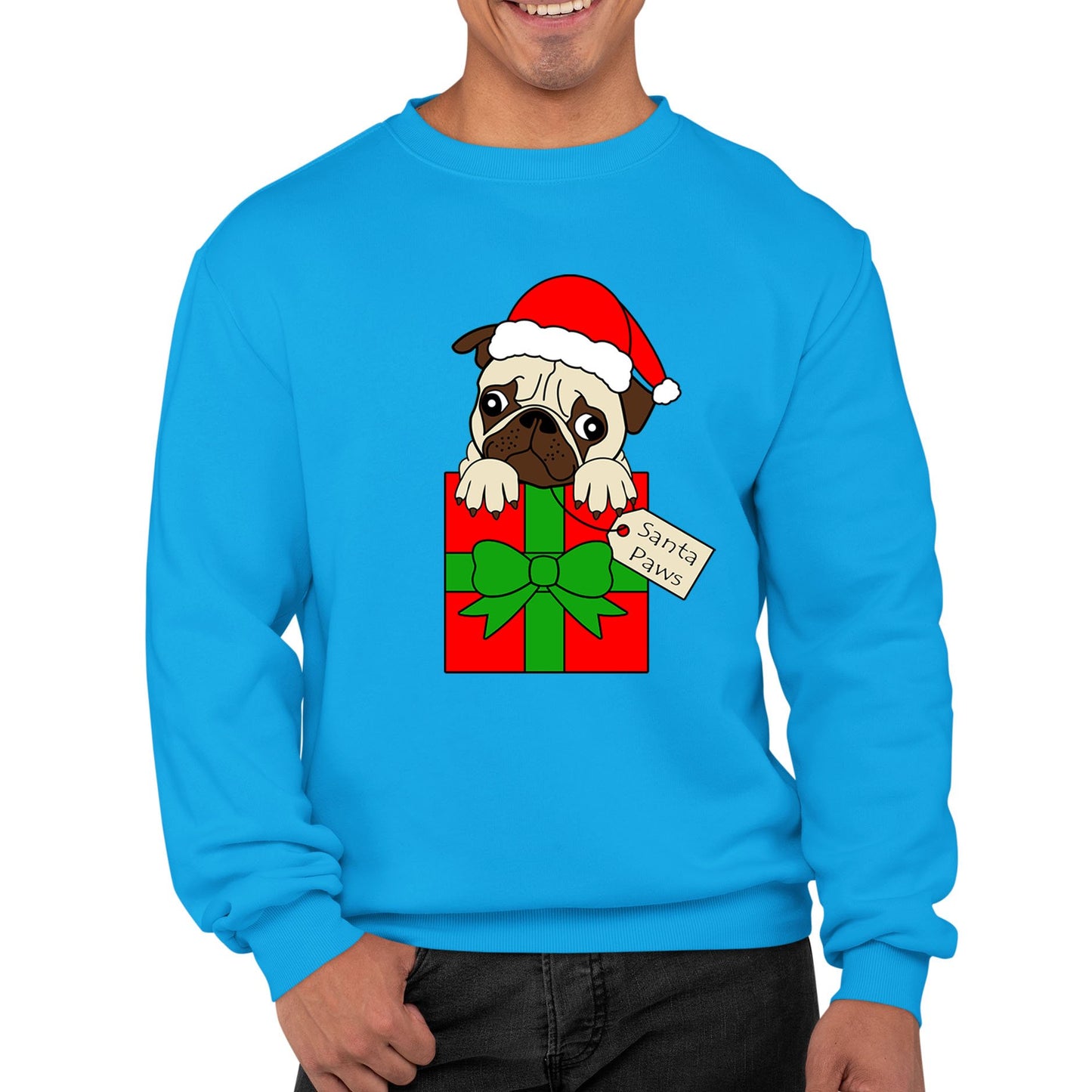 Santa Paws Pug Dog Christmas Mens Sweatshirt