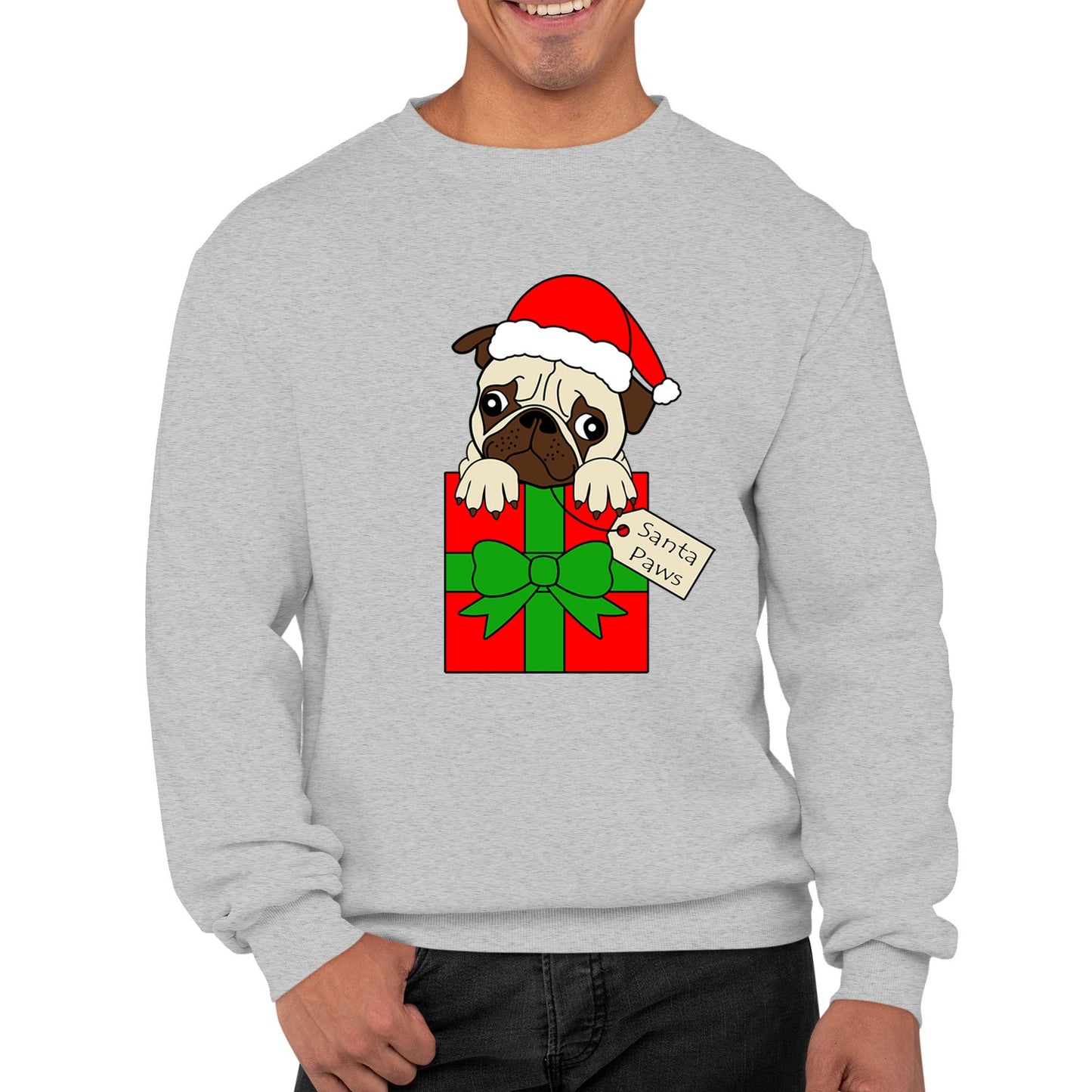 Santa Paws Pug Dog Christmas Mens Sweatshirt