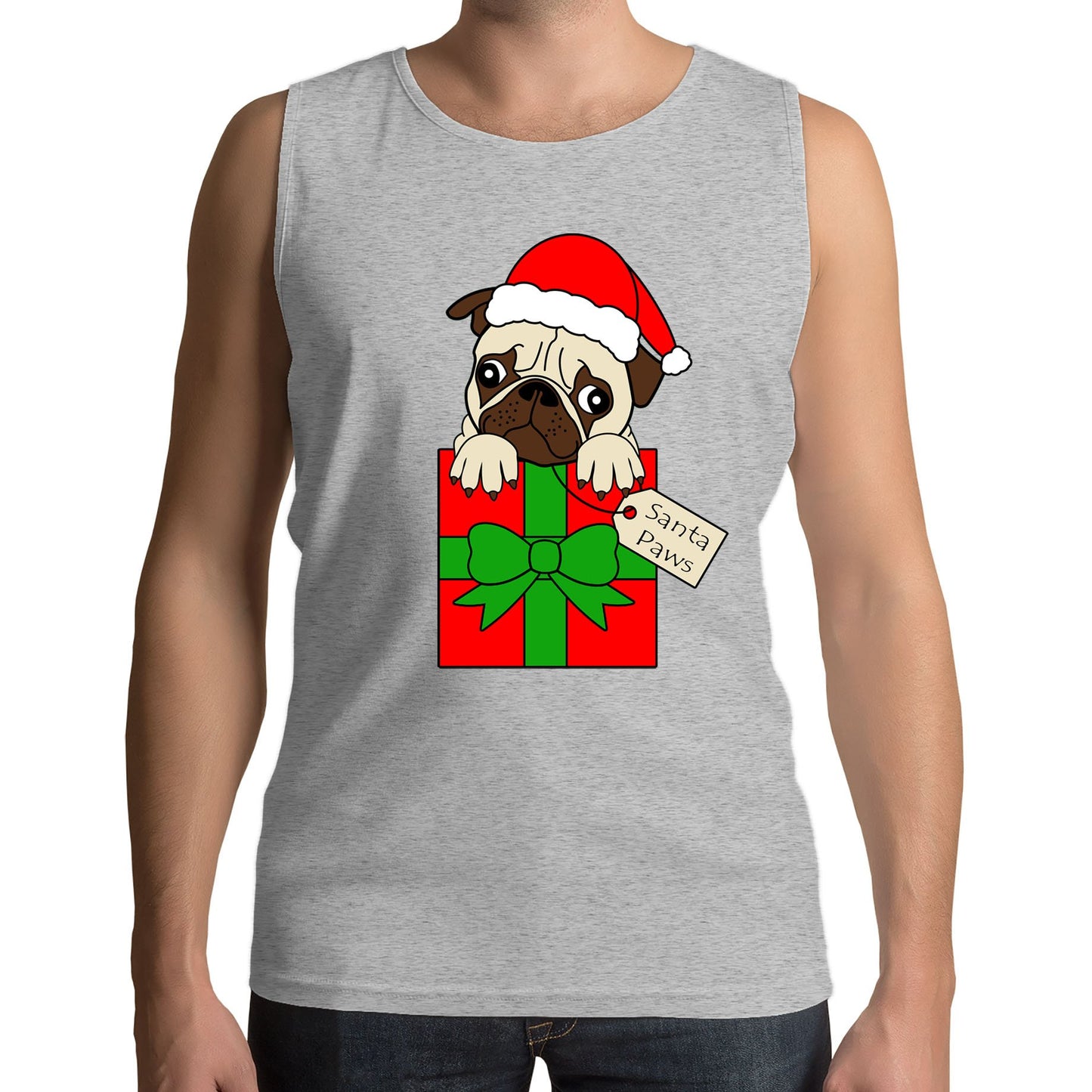 Santa Paws Pug Dog Christmas Mens Vest