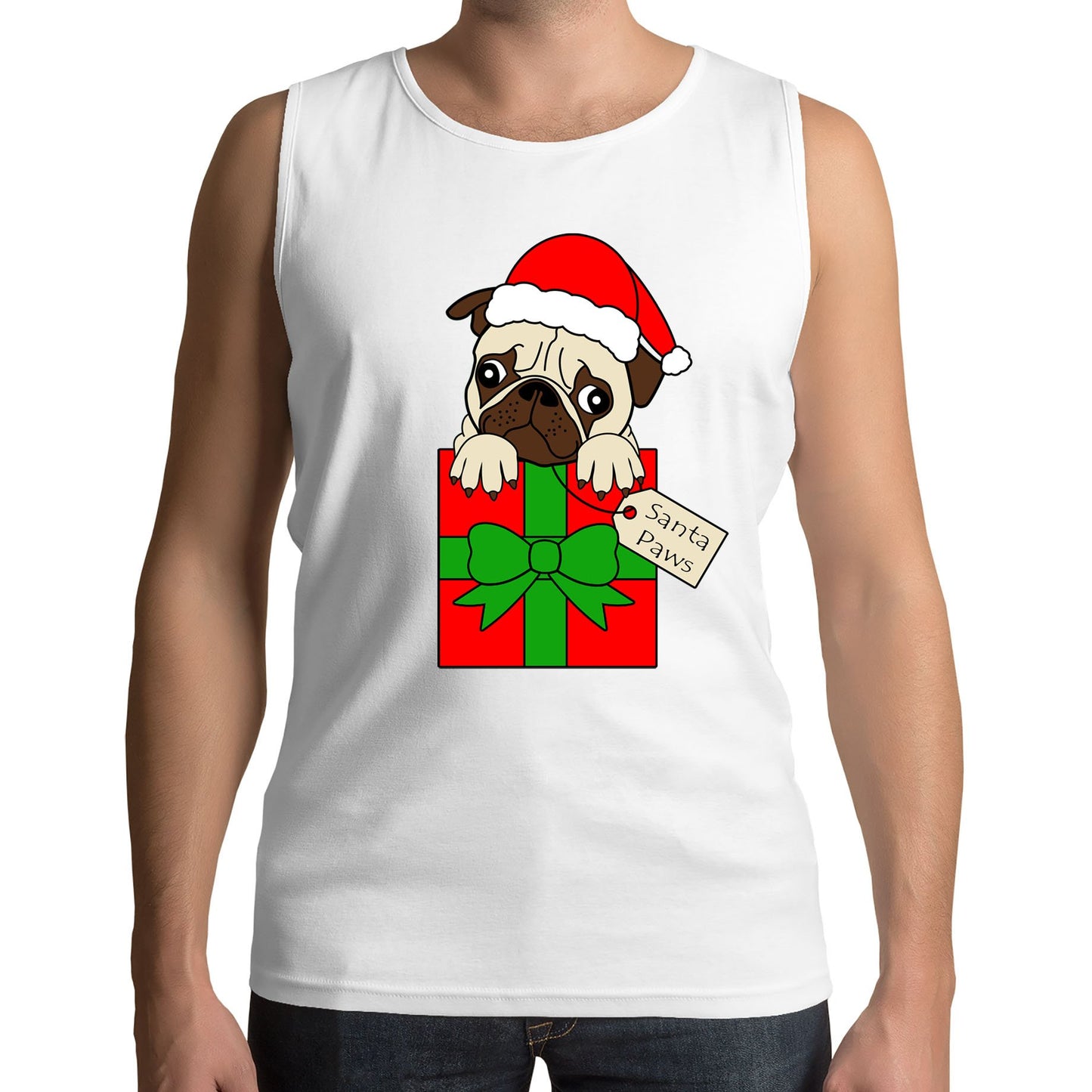 Santa Paws Pug Dog Christmas Mens Vest