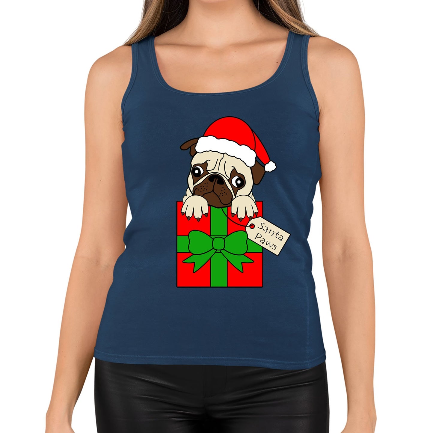 Santa Paws Pug Dog Christmas Womens Vest