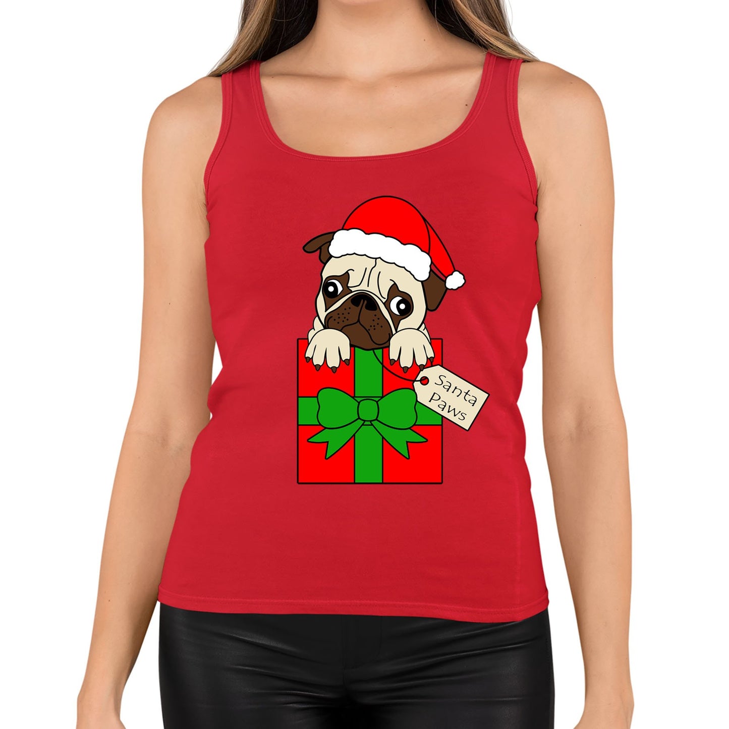 Santa Paws Pug Dog Christmas Womens Vest