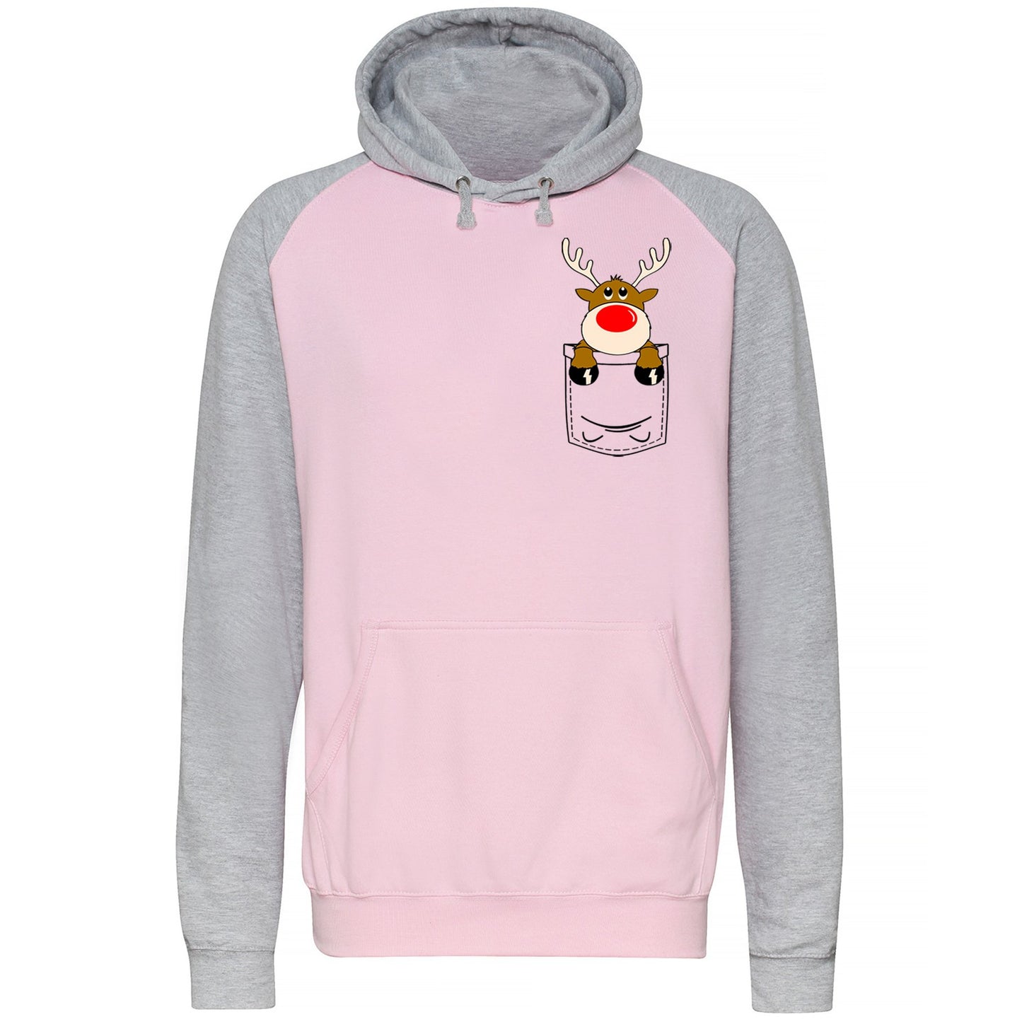 Reindeer Pocket Print Christmas Baseball Hoodie