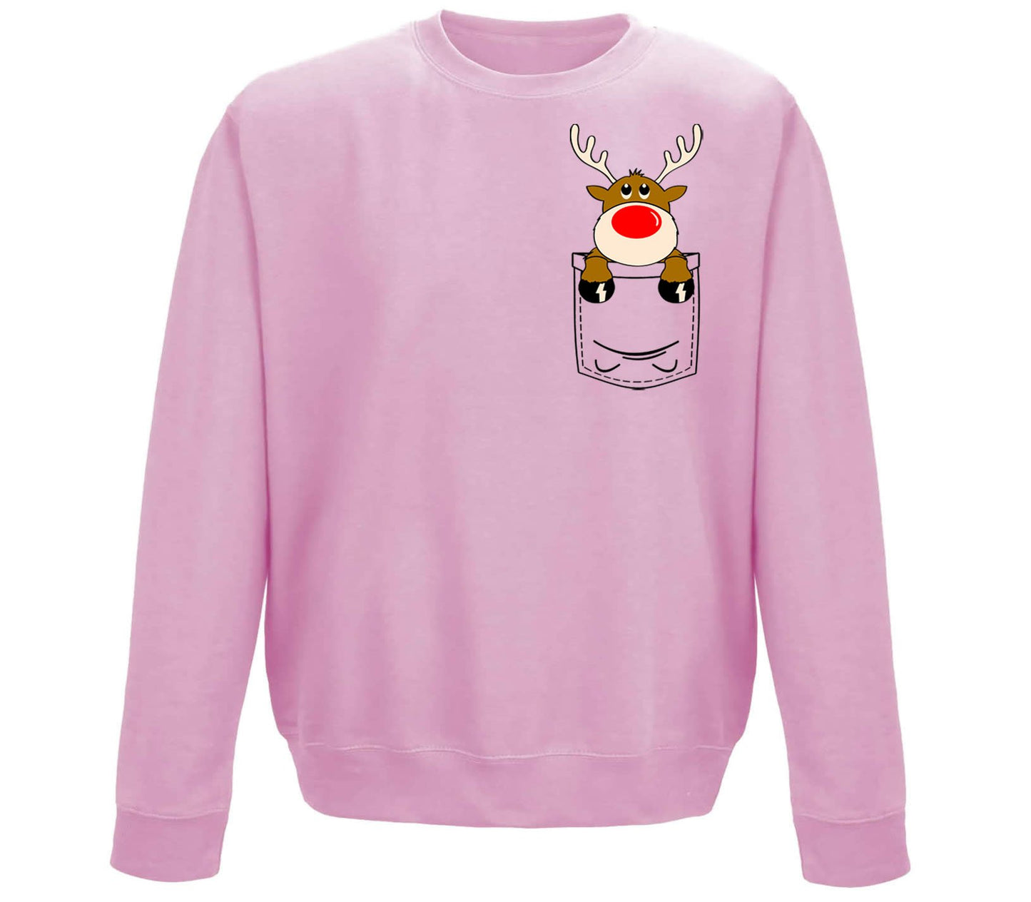 Reindeer Pocket Print Christmas Childrens Sweatshirt