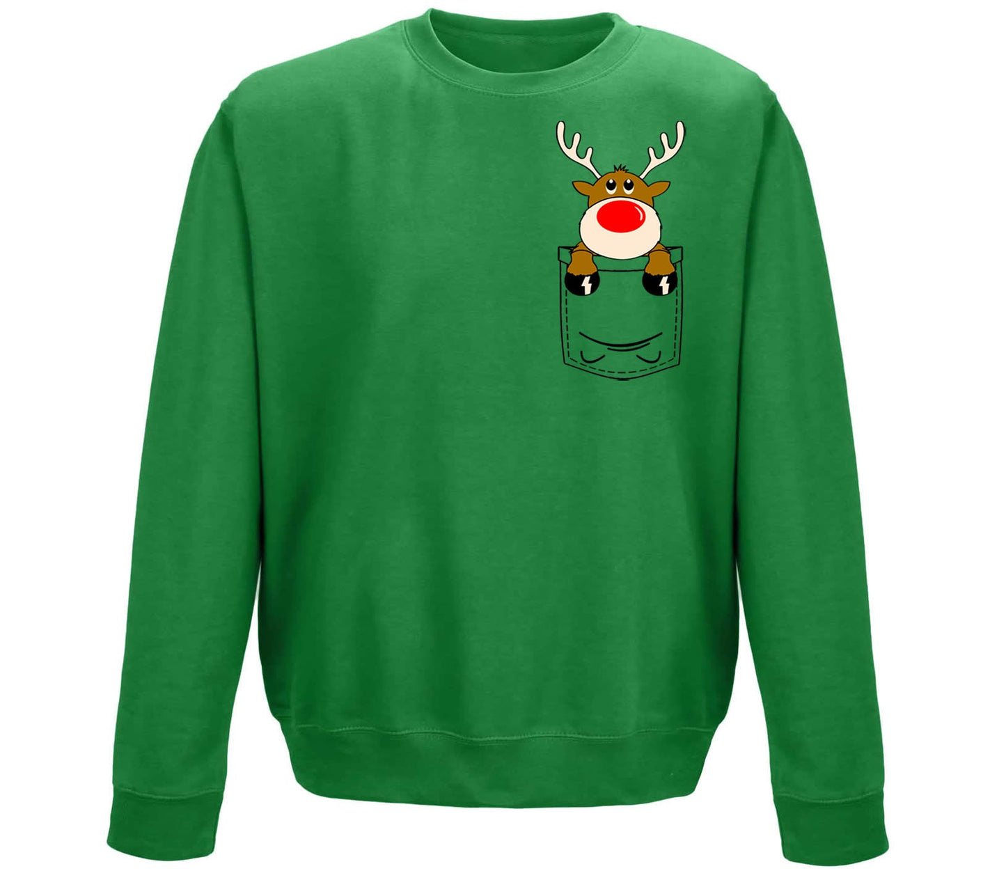 Reindeer Pocket Print Christmas Childrens Sweatshirt