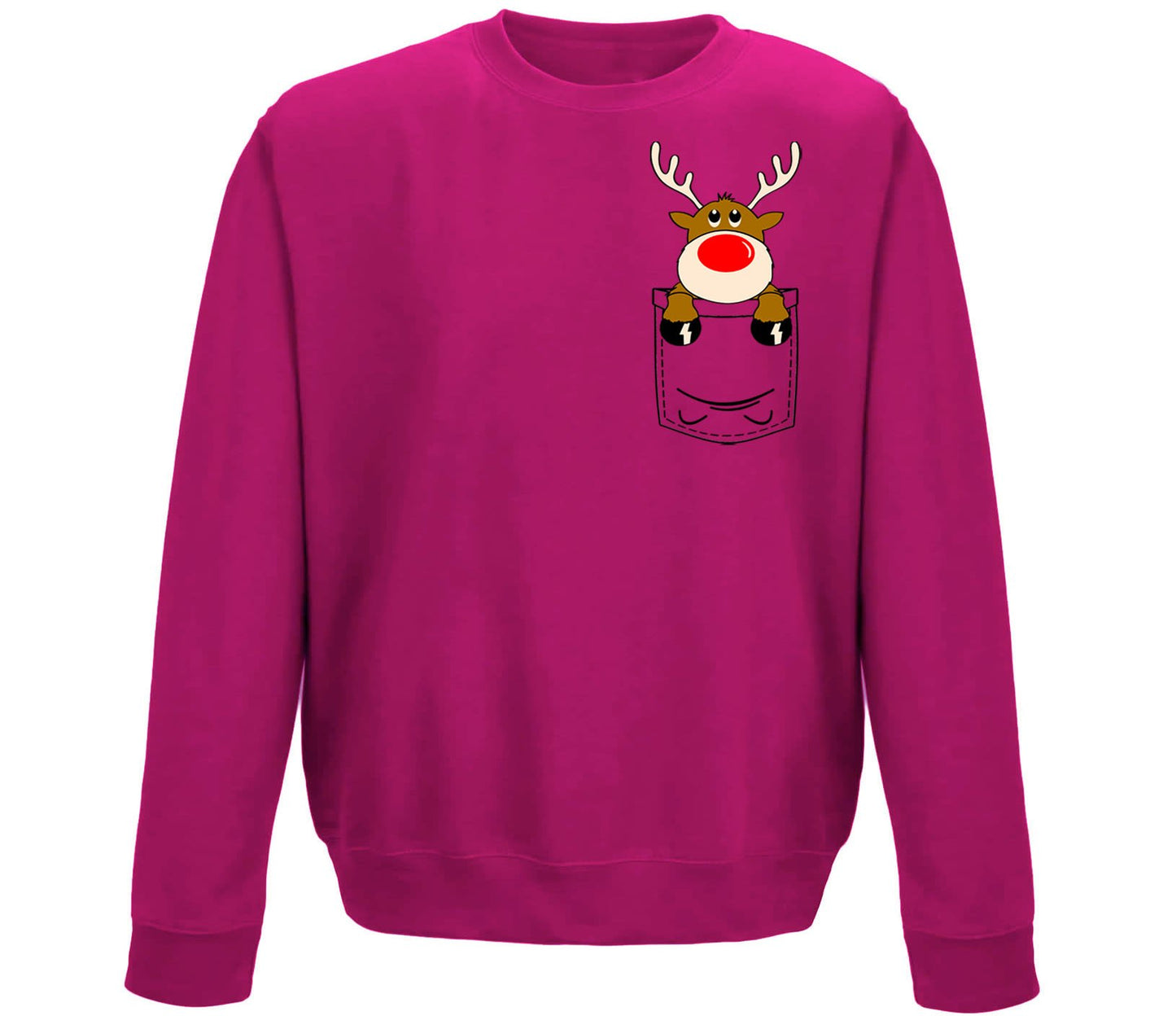 Reindeer Pocket Print Christmas Childrens Sweatshirt