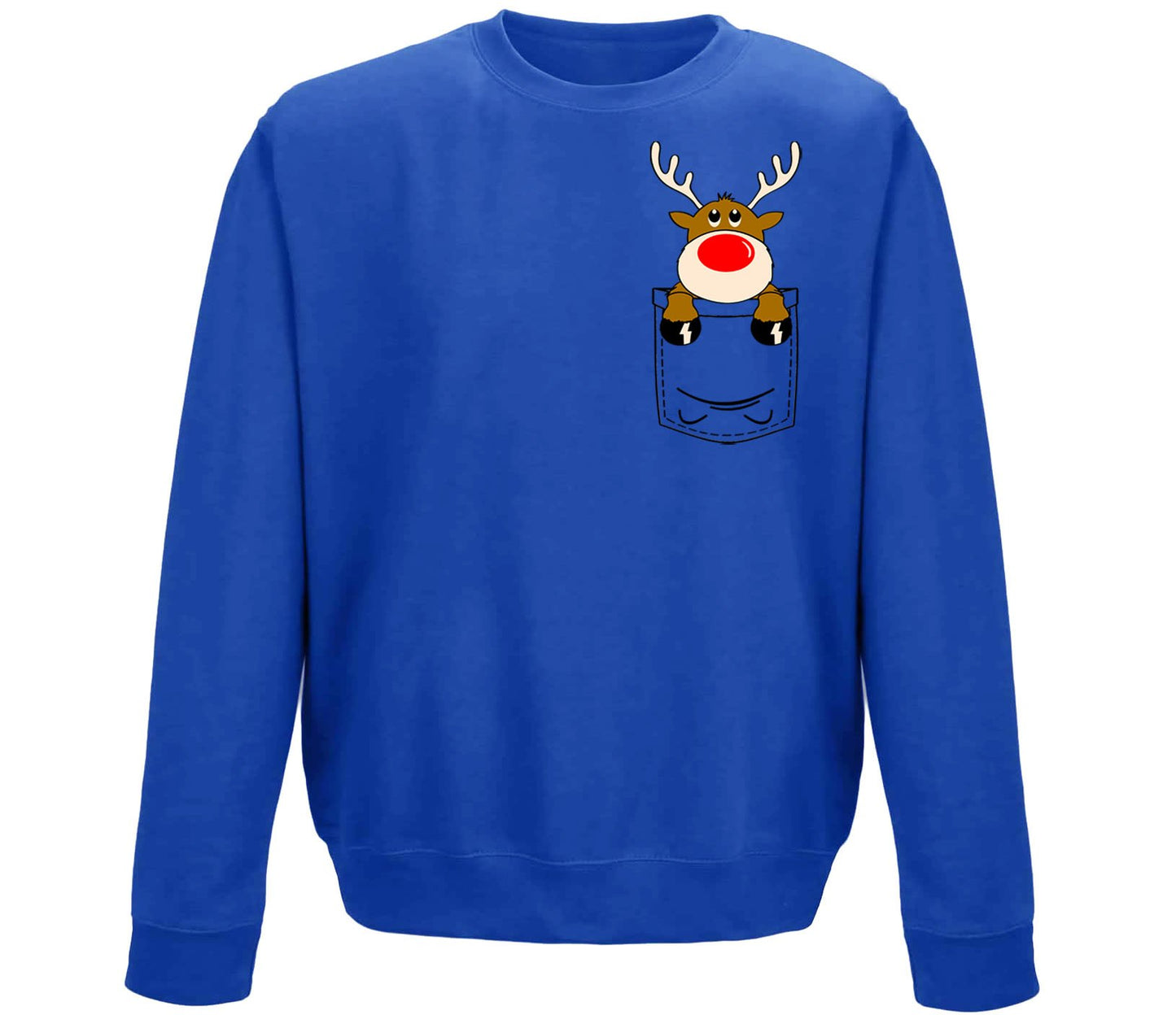 Reindeer Pocket Print Christmas Childrens Sweatshirt