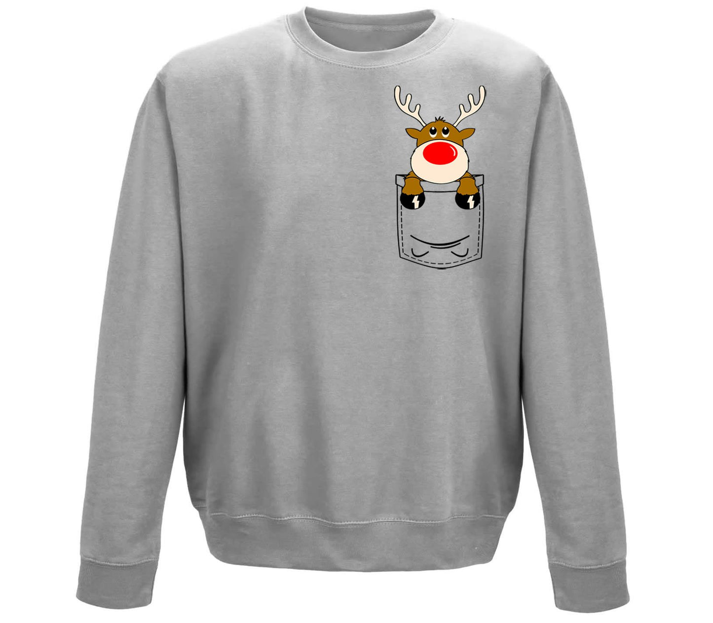 Reindeer Pocket Print Christmas Childrens Sweatshirt