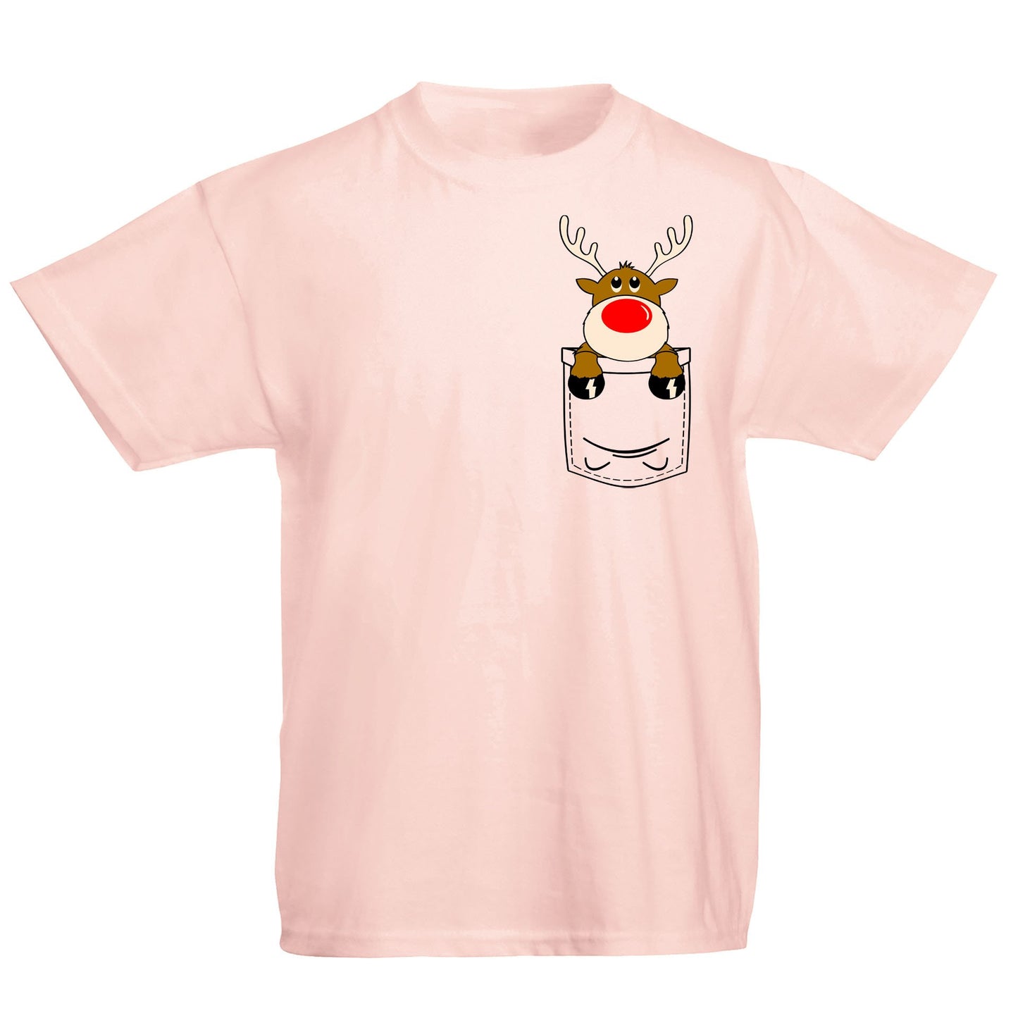 Reindeer Pocket Print Christmas Kids T-shirt