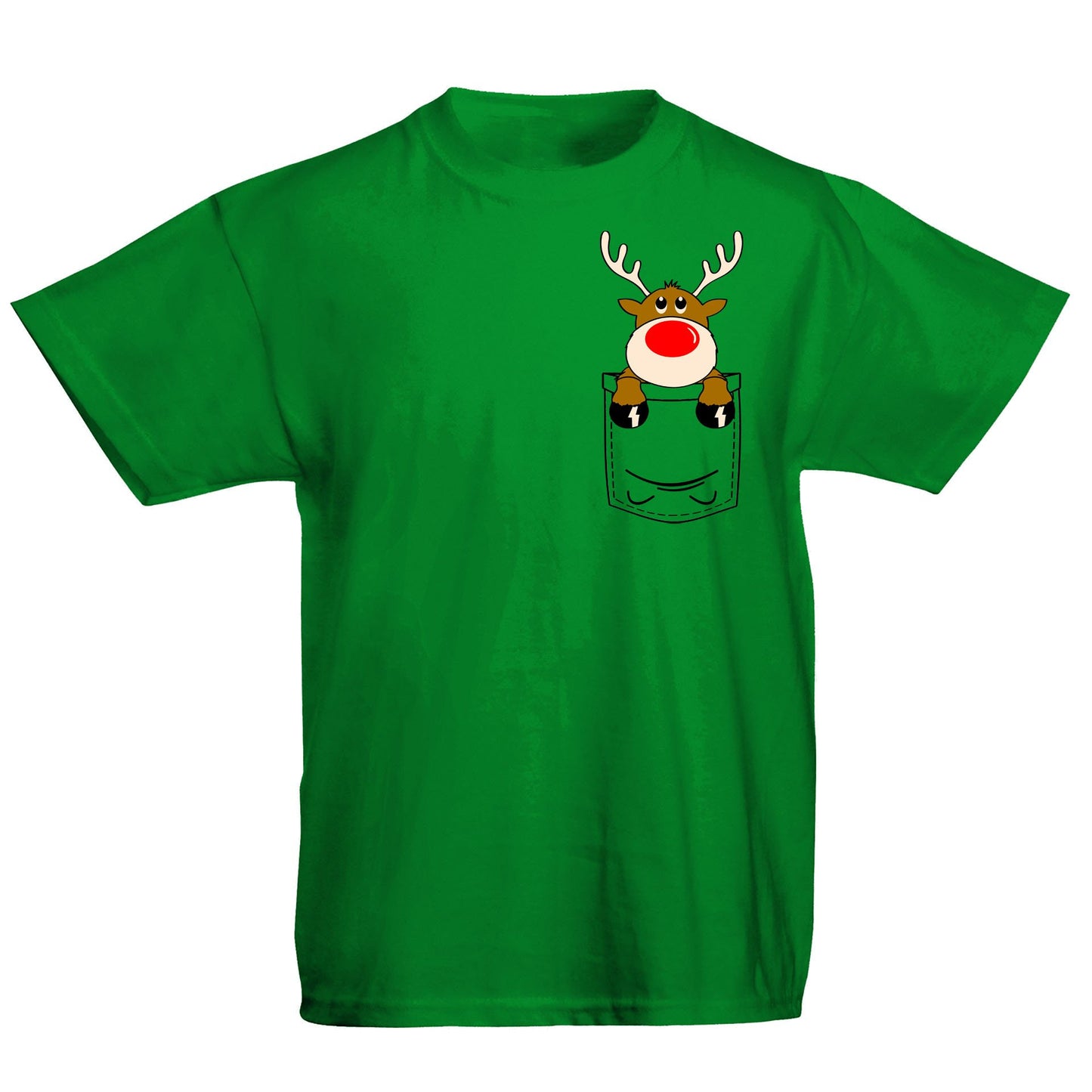 Reindeer Pocket Print Christmas Kids T-shirt