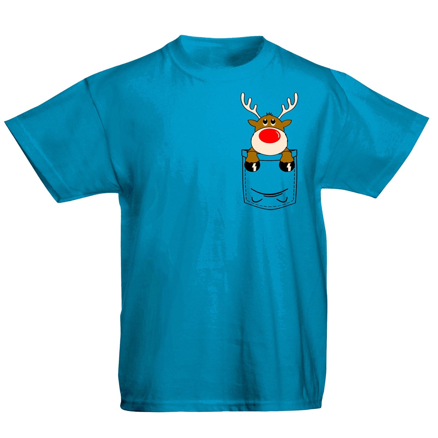 Reindeer Pocket Print Christmas Kids T-shirt