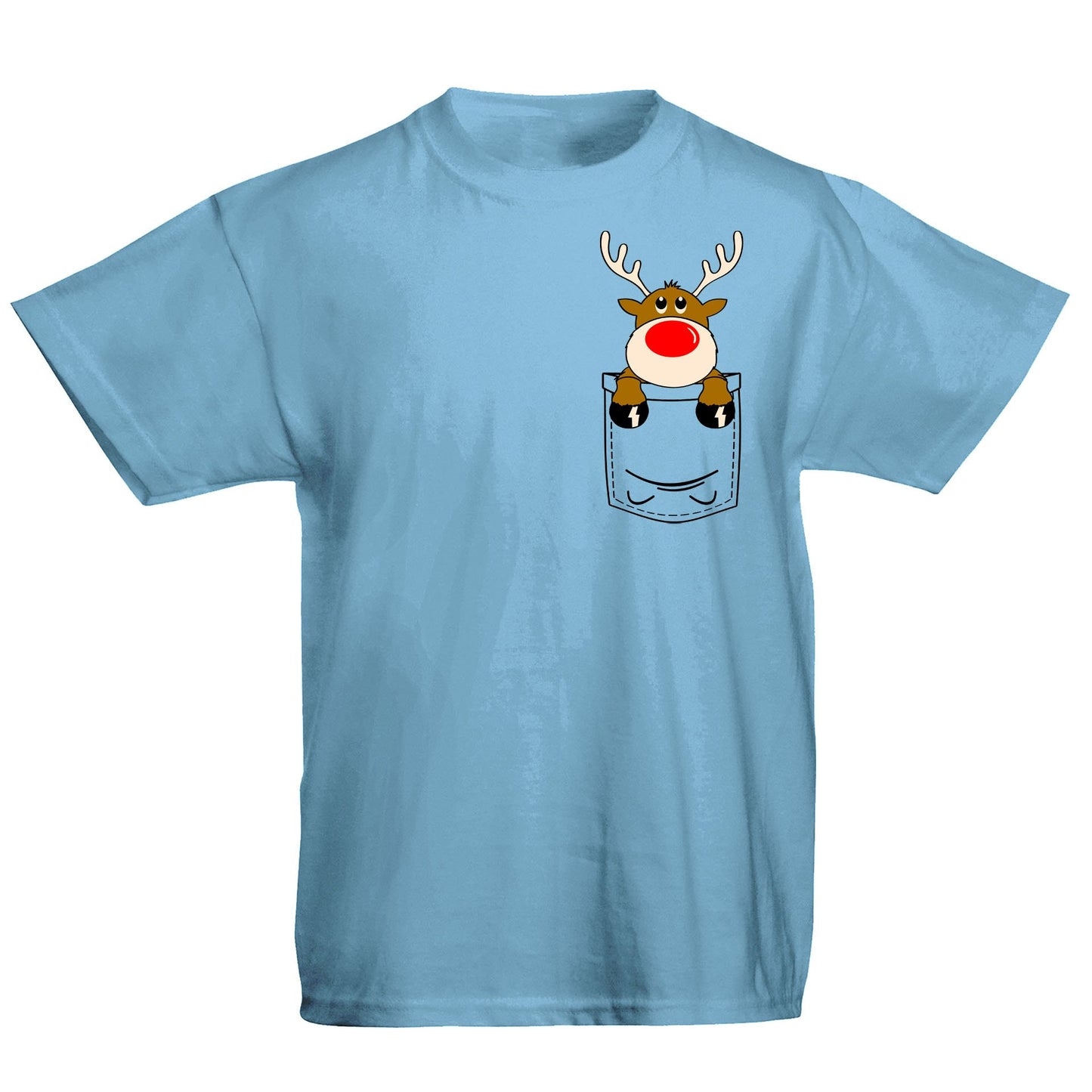 Reindeer Pocket Print Christmas Kids T-shirt