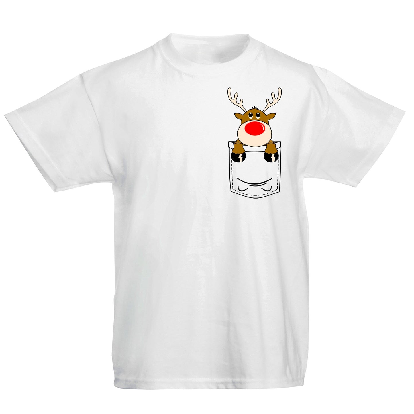 Reindeer Pocket Print Christmas Kids T-shirt