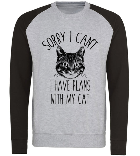 Cat Plans Baseball Sweatshirt