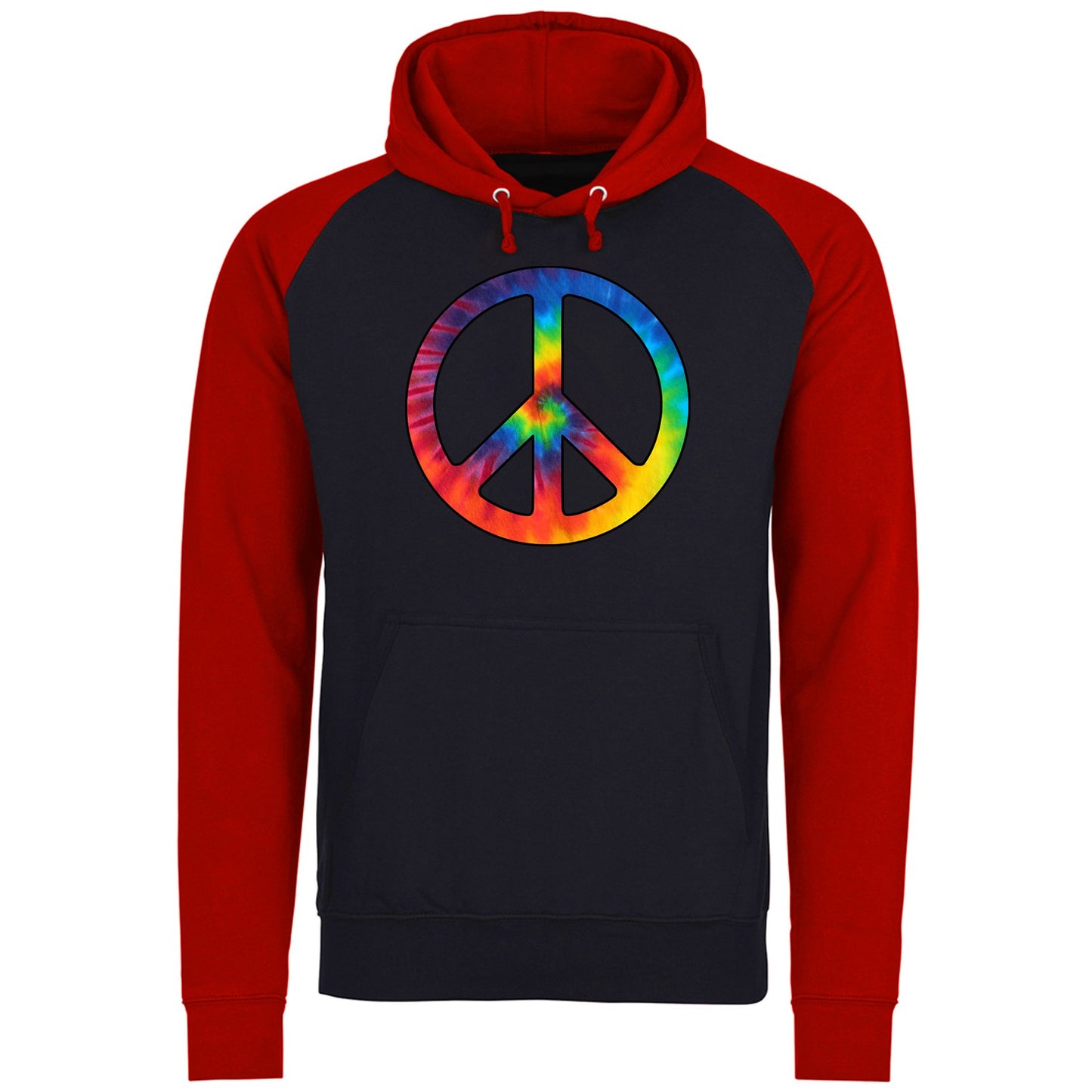 Tie Dye Peace Symbol Baseball Hoodie