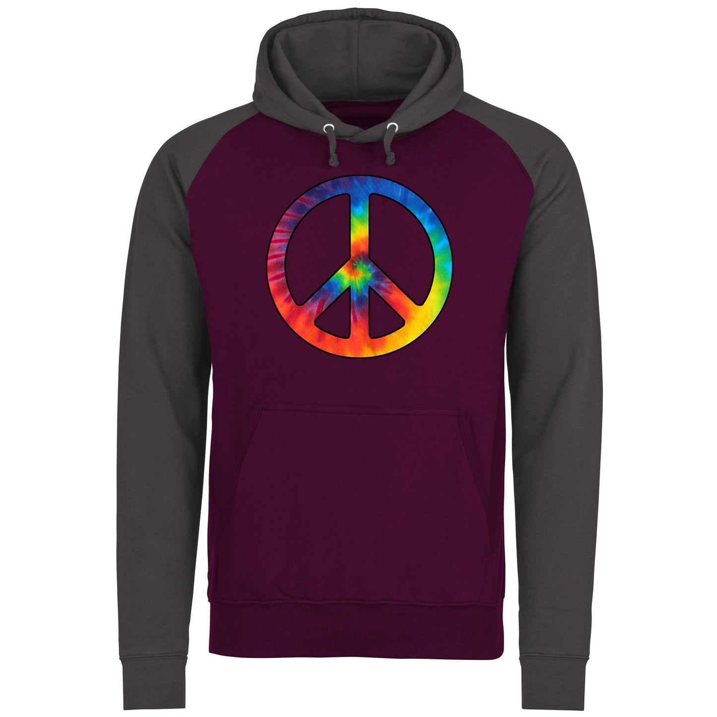 Tie Dye Peace Symbol Baseball Hoodie