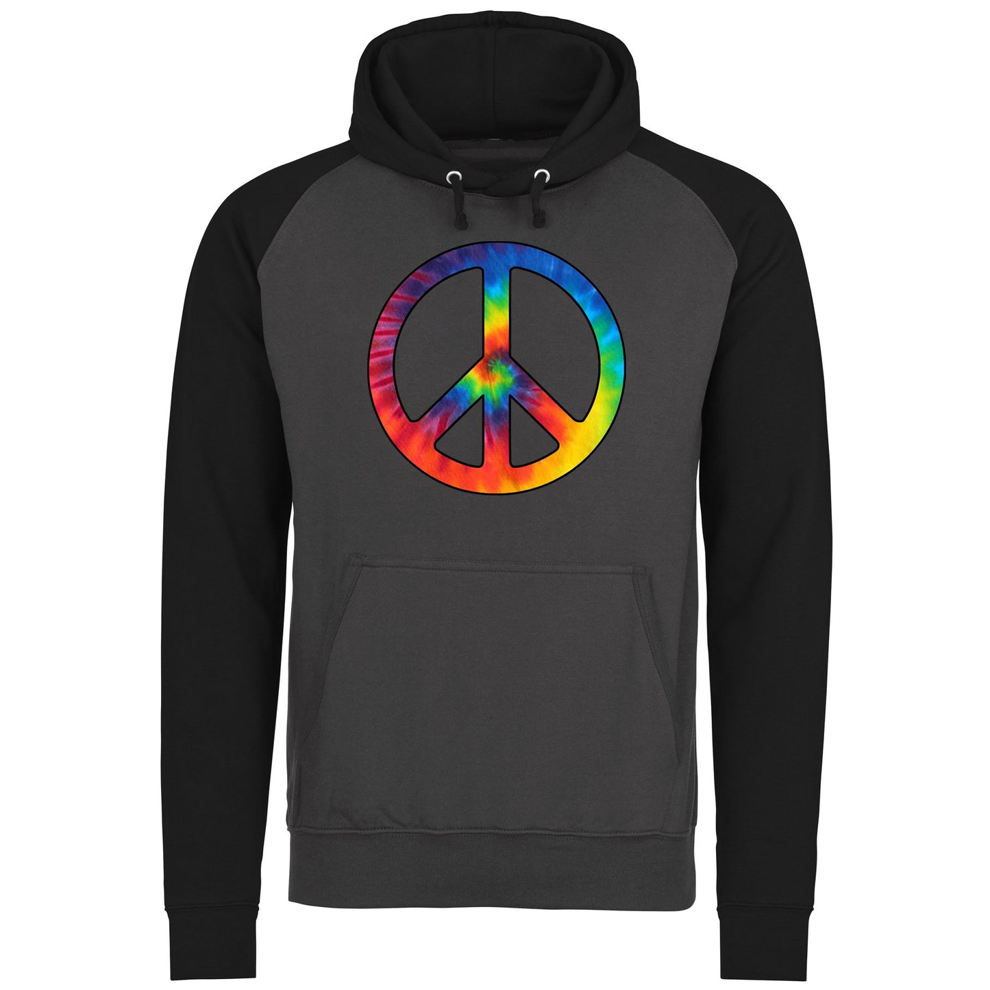 Tie Dye Peace Symbol Baseball Hoodie