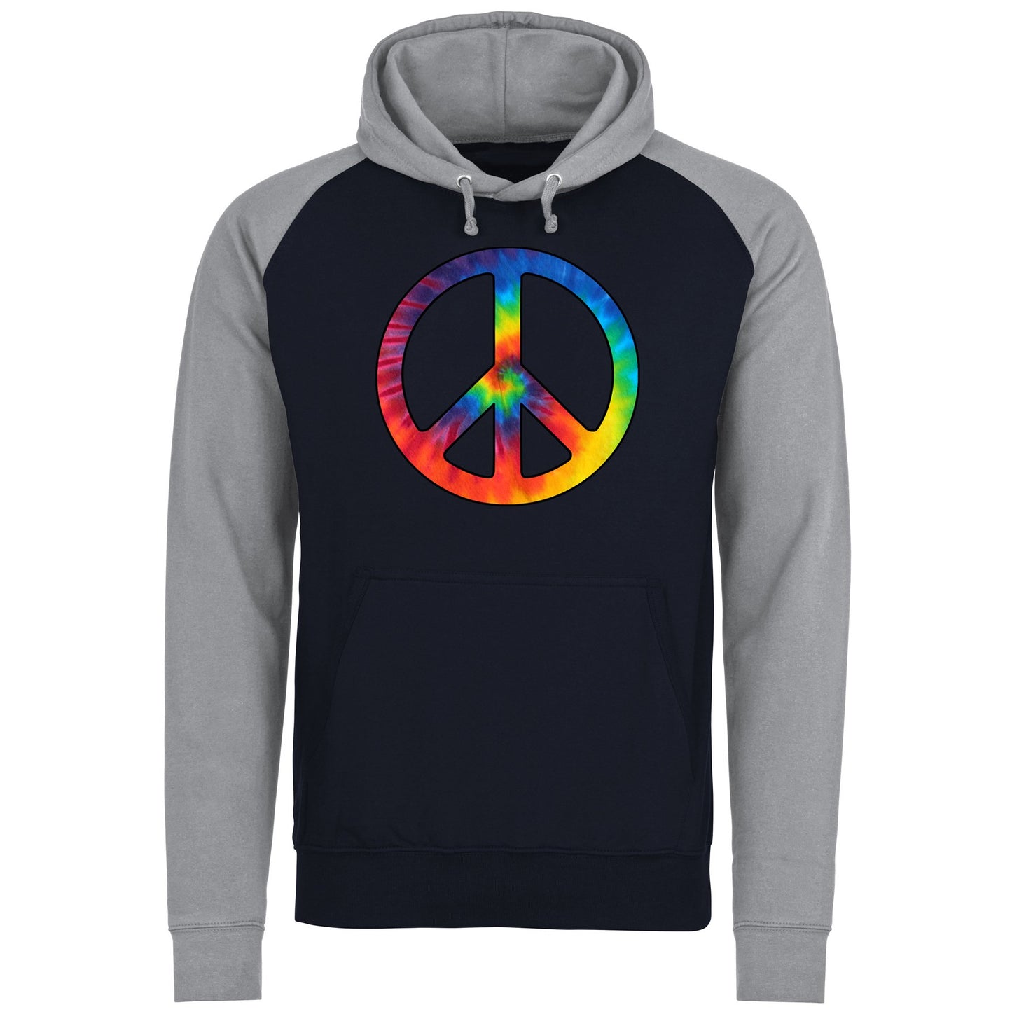 Tie Dye Peace Symbol Baseball Hoodie