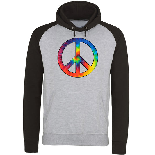 Tie Dye Peace Symbol Baseball Hoodie