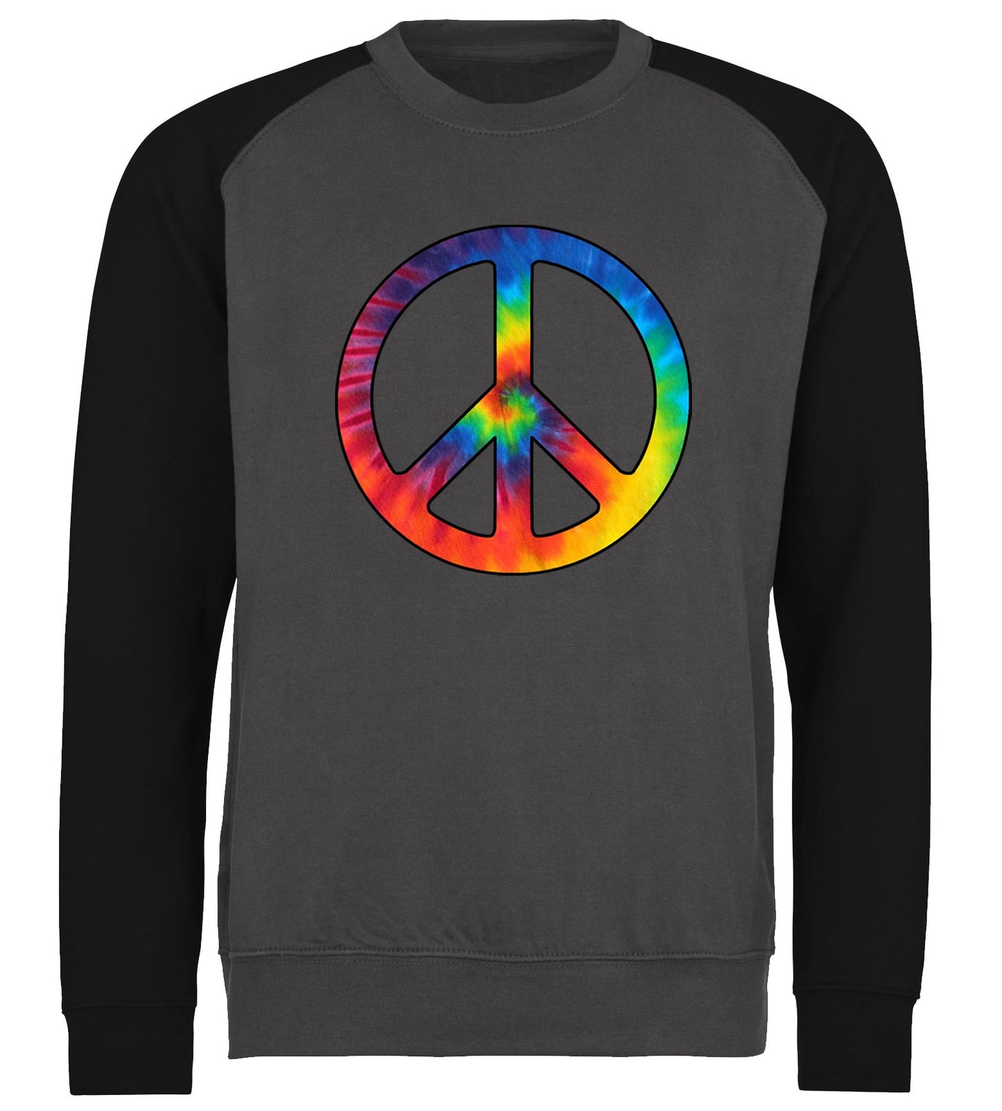 Tie Dye Peace Symbol Baseball Sweatshirt