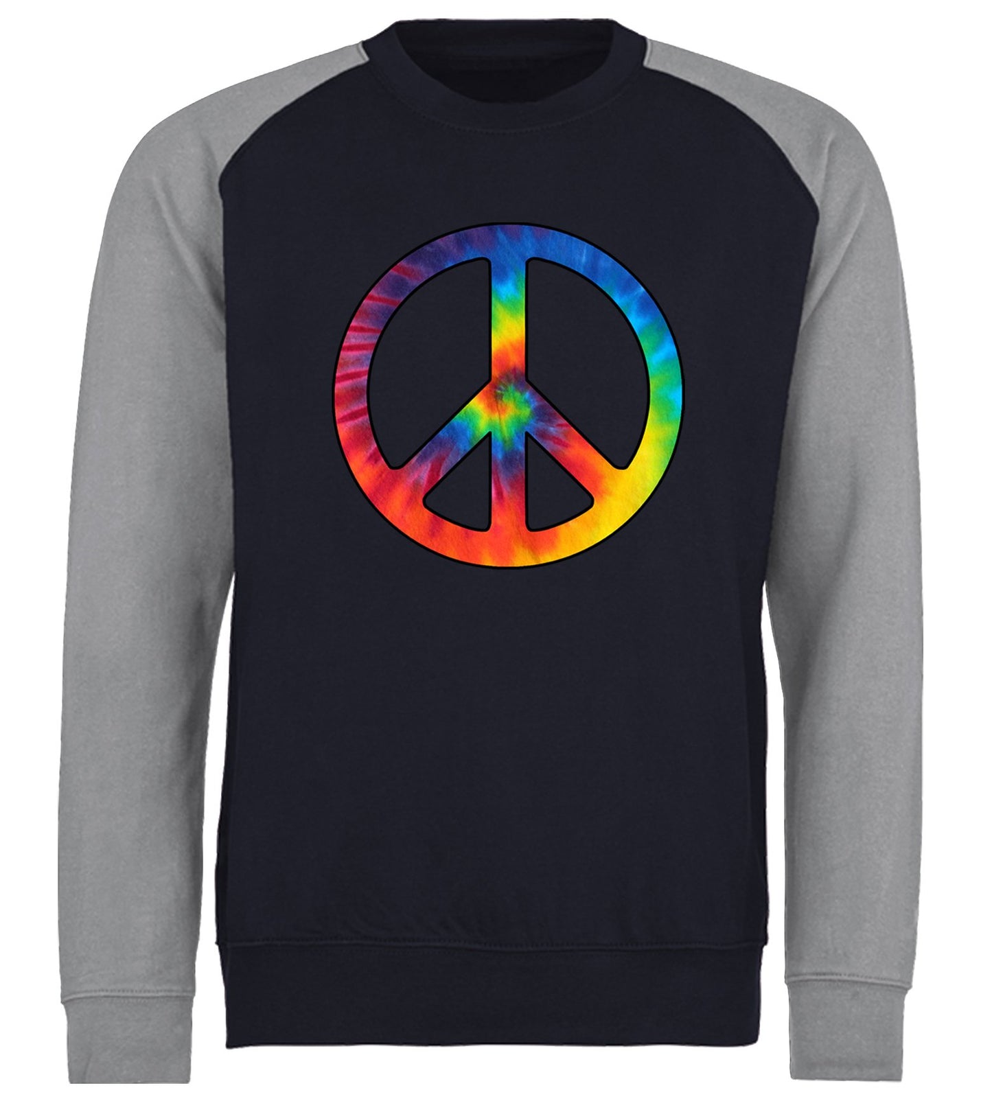 Tie Dye Peace Symbol Baseball Sweatshirt