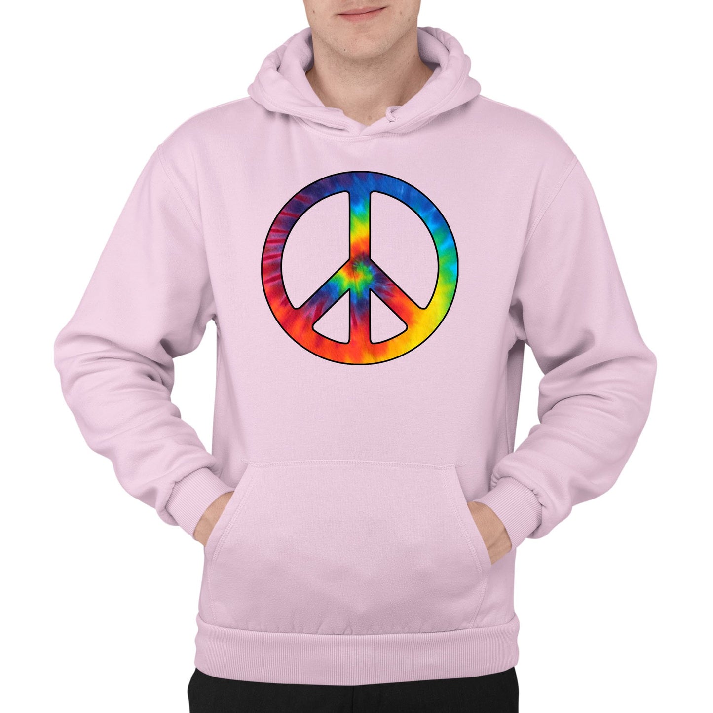 Tie Dye Peace Symbol Mens Pullover Hoodie