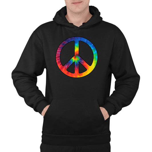 Tie Dye Peace Symbol Mens Pullover Hoodie